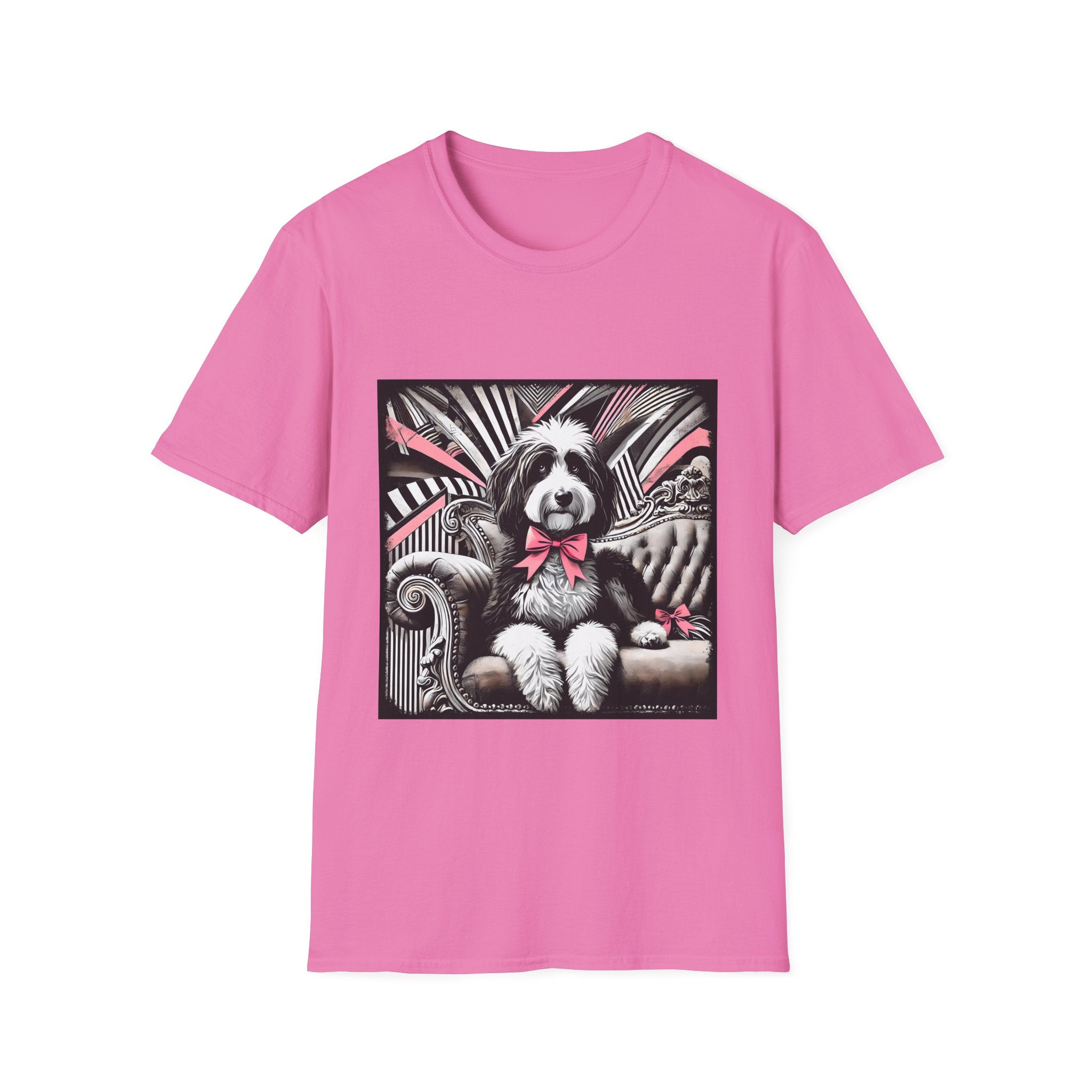 Bernedoodle B&W Pink Bow| Unisex Dog T-Shirt