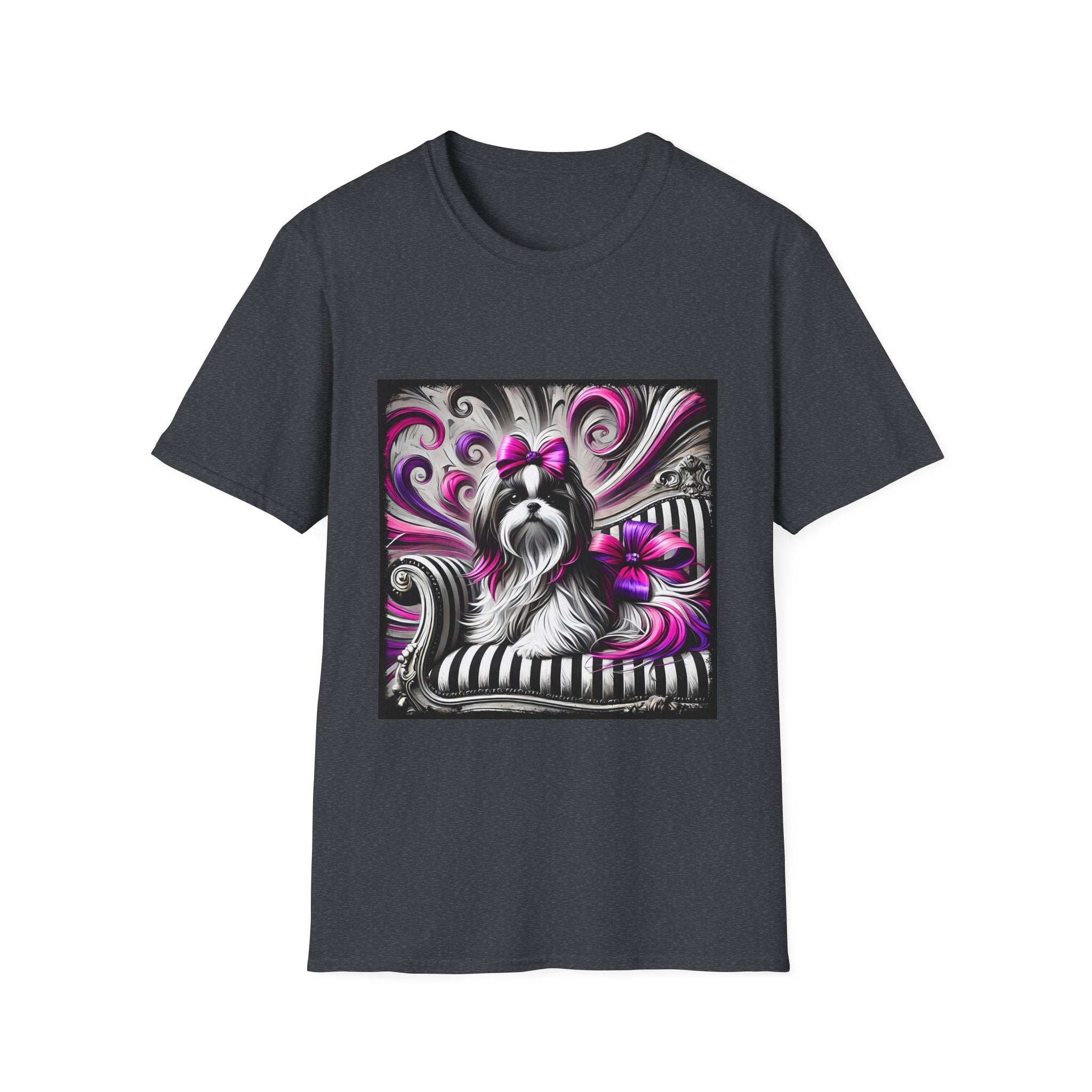 Shih Tzu B&W Pink Bow | Unisex Dog T-Shirt