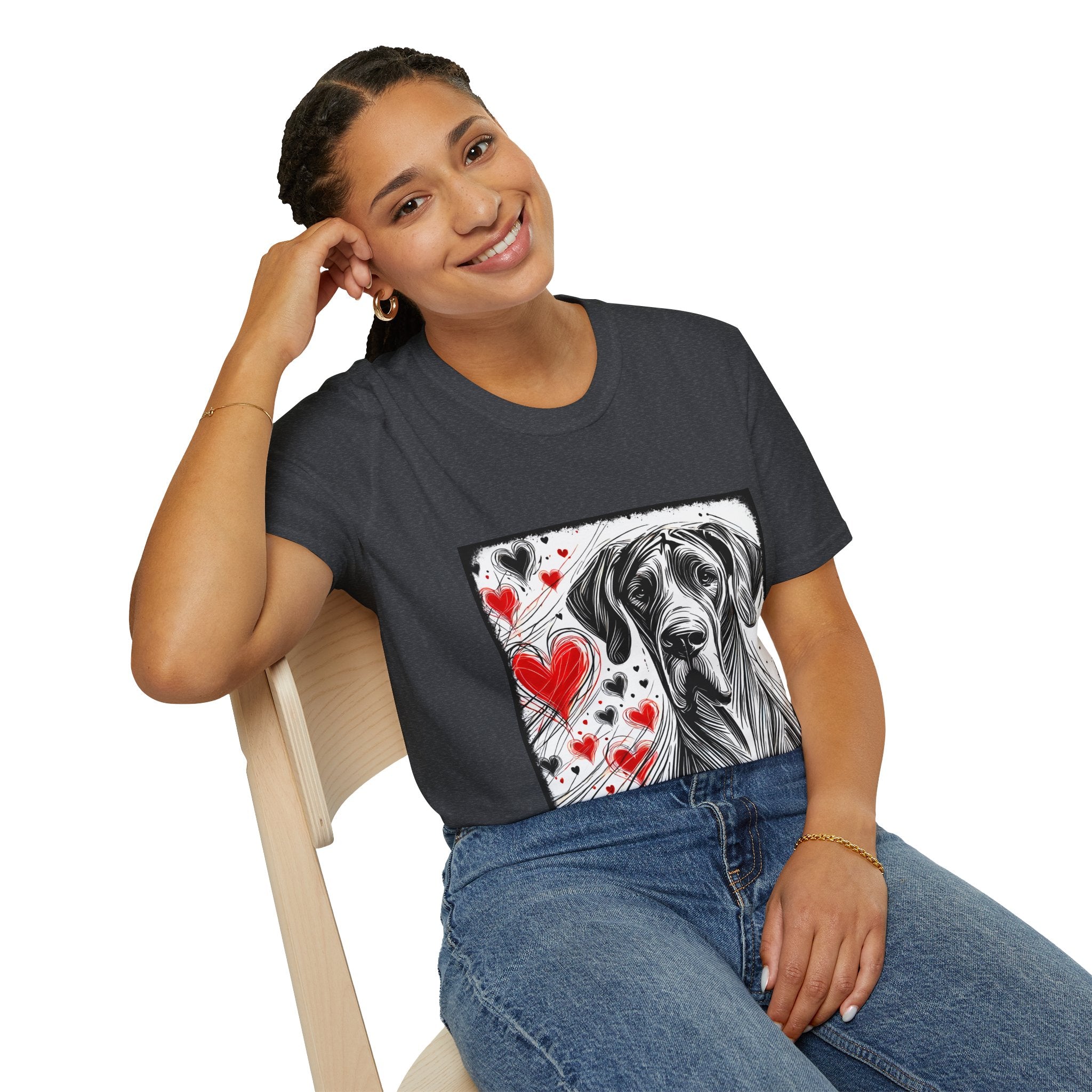 Great Dane Bold Heart Sketch | Unisex Dog T-Shirt