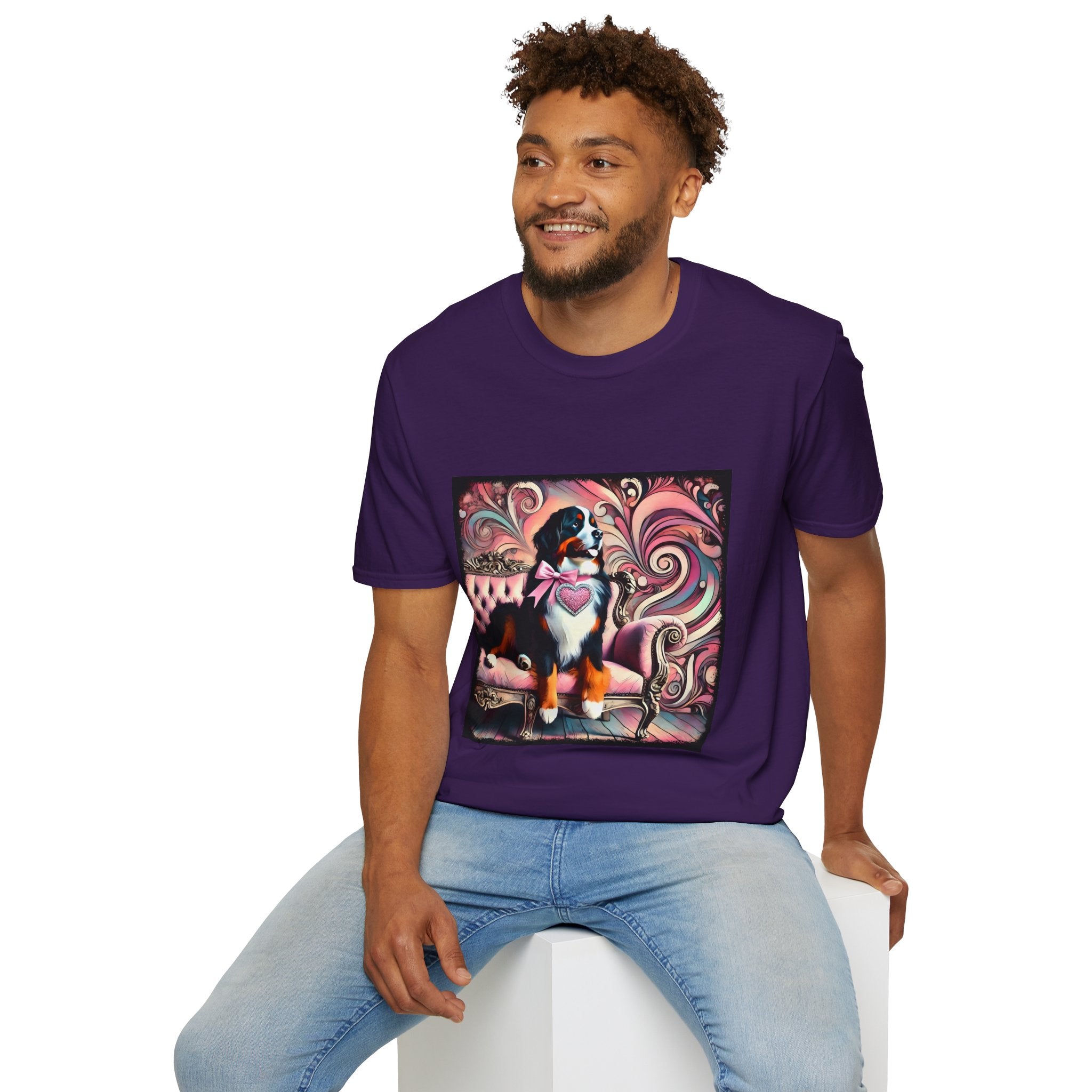 Bernese Mountain Dog Pink Swirl | Unisex Dog T-Shirt