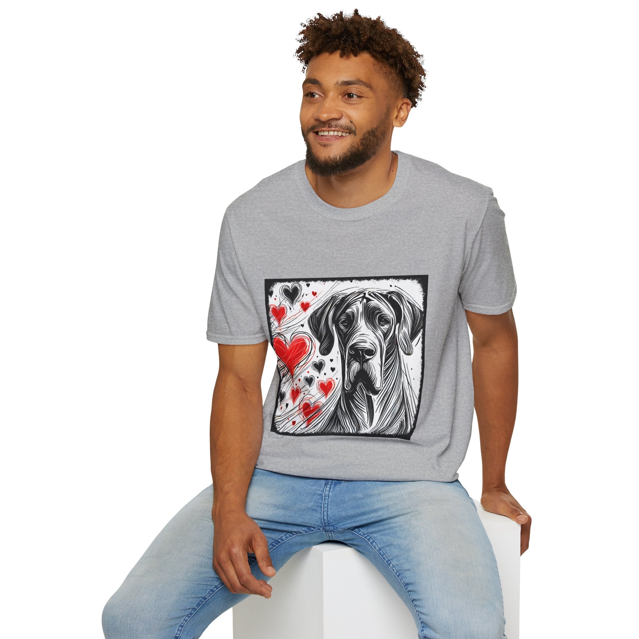 Great Dane Bold Heart Sketch | Unisex Dog T-Shirt