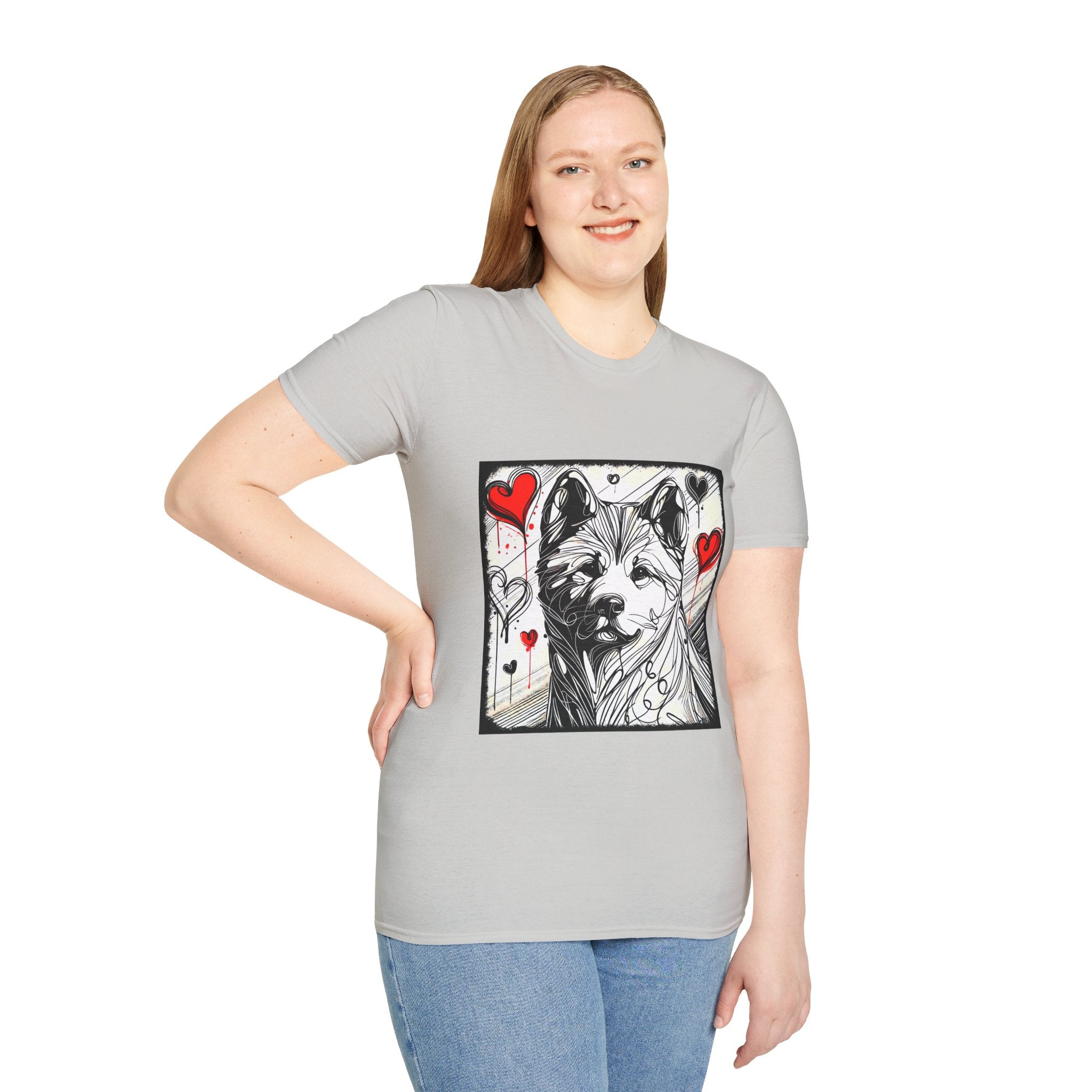 Akita Bold Heart Sketch | Unisex Dog T-Shirt