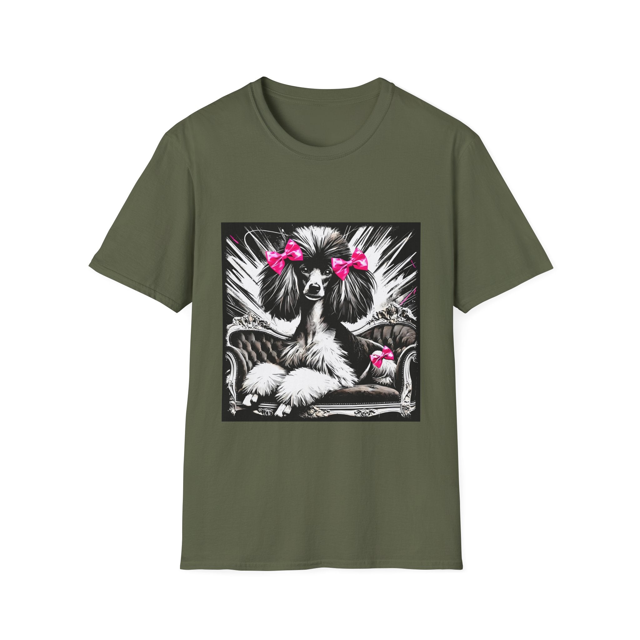 Poodle B&W Pink Bow Bold | Unisex Dog T-Shirt