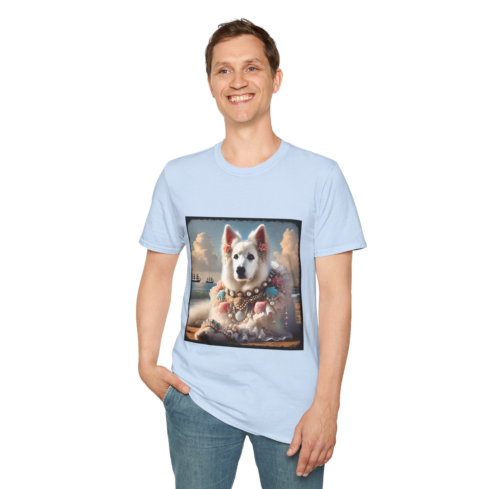 German Shepherd Beach Elegance | Unisex Dog T-Shirt