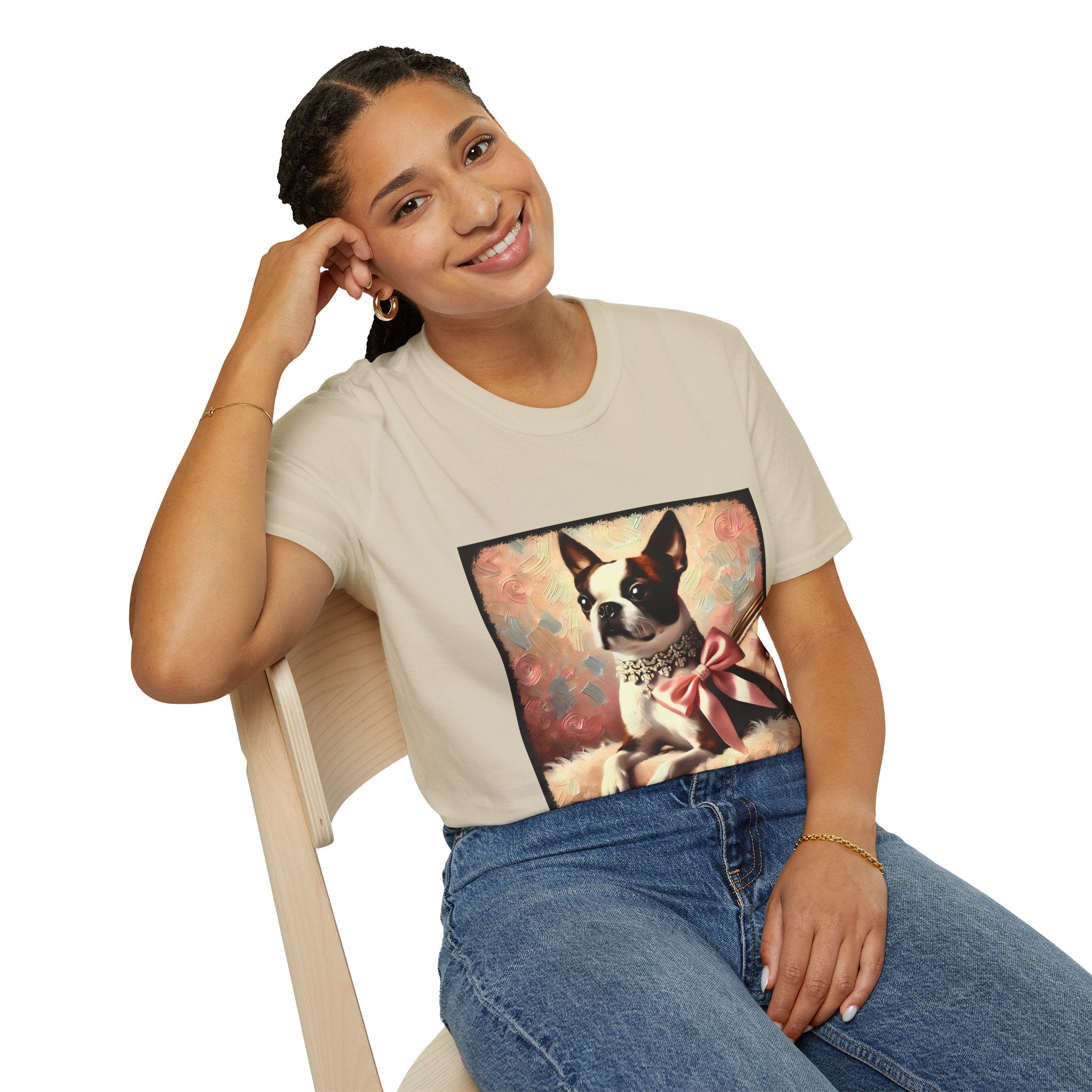Boston Terrier Pink Bow Classic | Unisex Dog T-Shirt