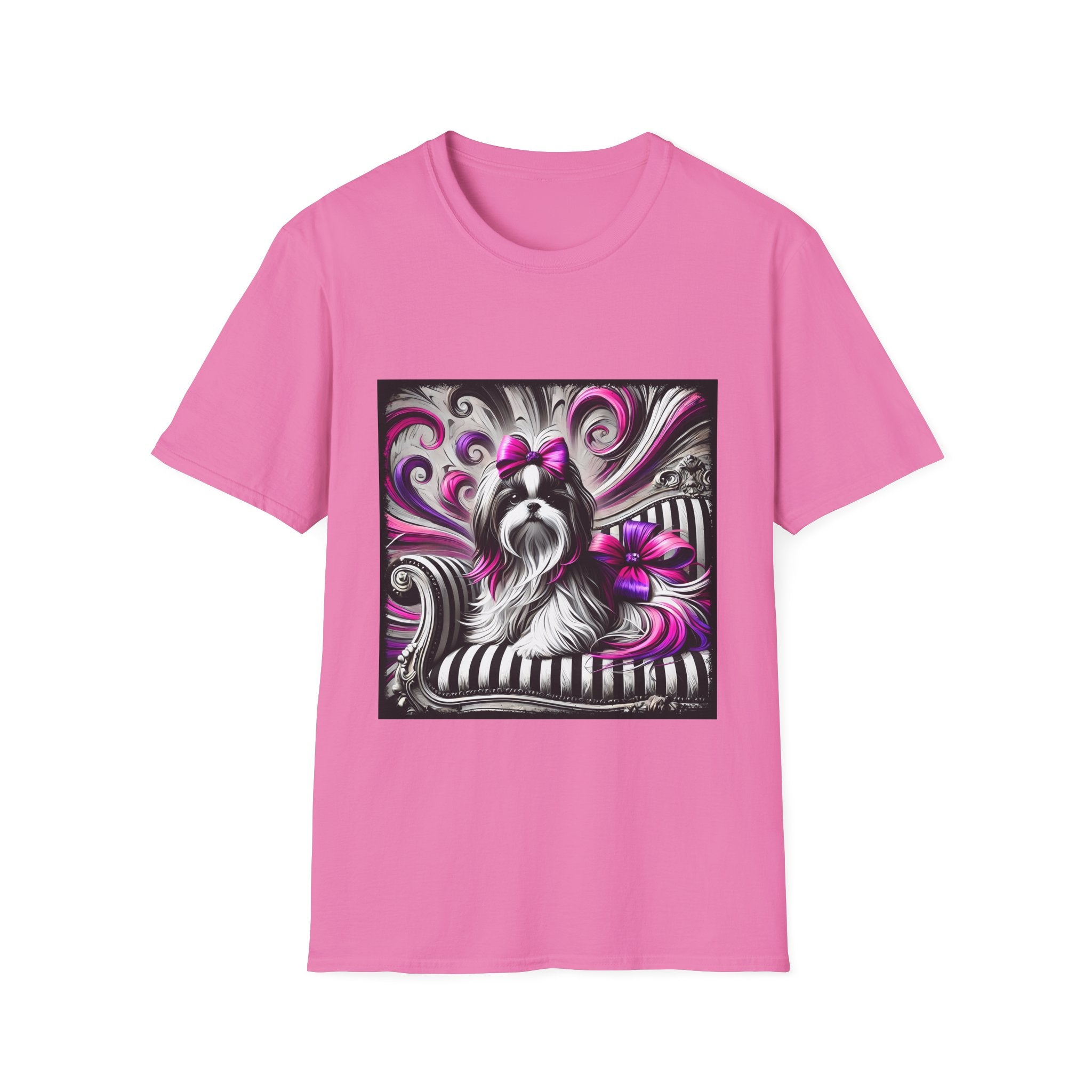 Shih Tzu B&W Pink Bow | Unisex Dog T-Shirt