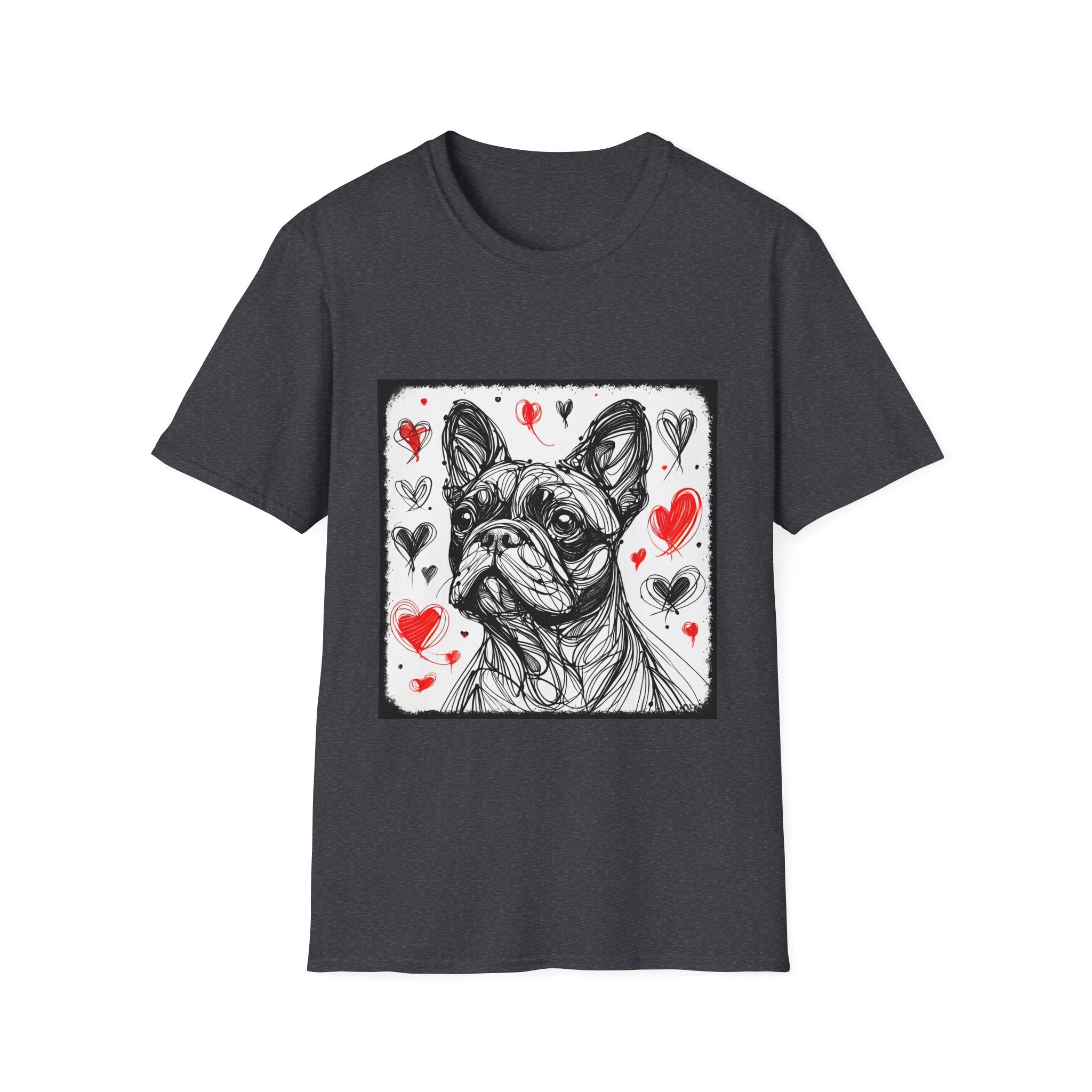 French bulldog Bold Heart Sketch | Unisex Dog T-Shirt