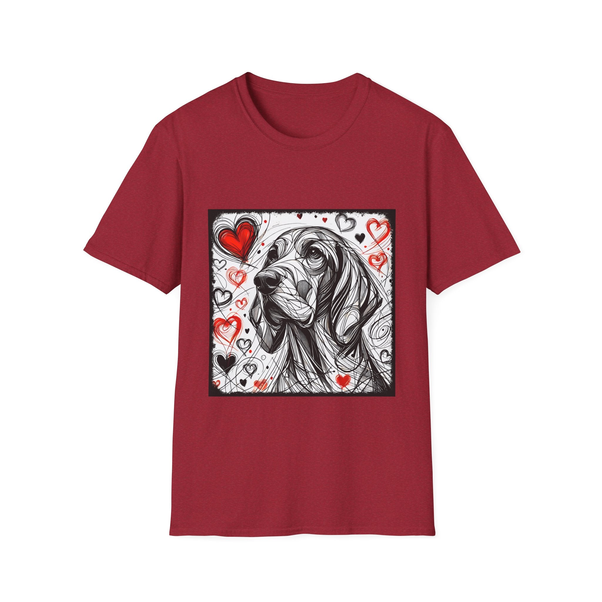 Coonhound Bold Heart Sketch | Unisex Dog T-Shirt