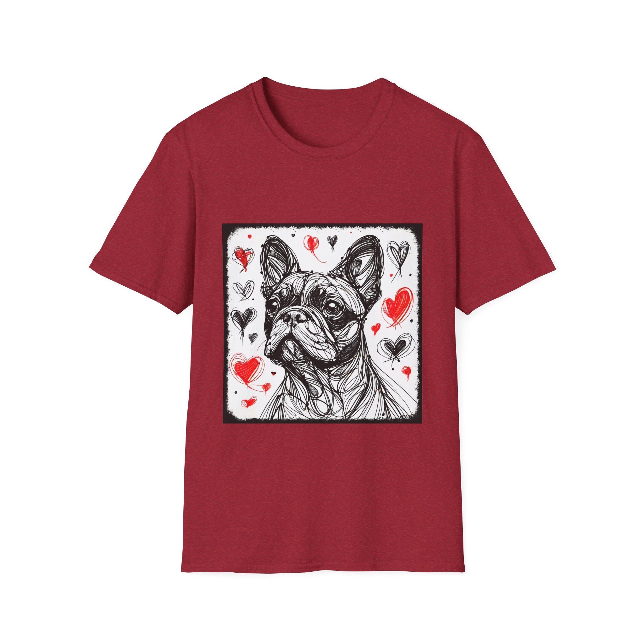French bulldog Bold Heart Sketch | Unisex Dog T-Shirt
