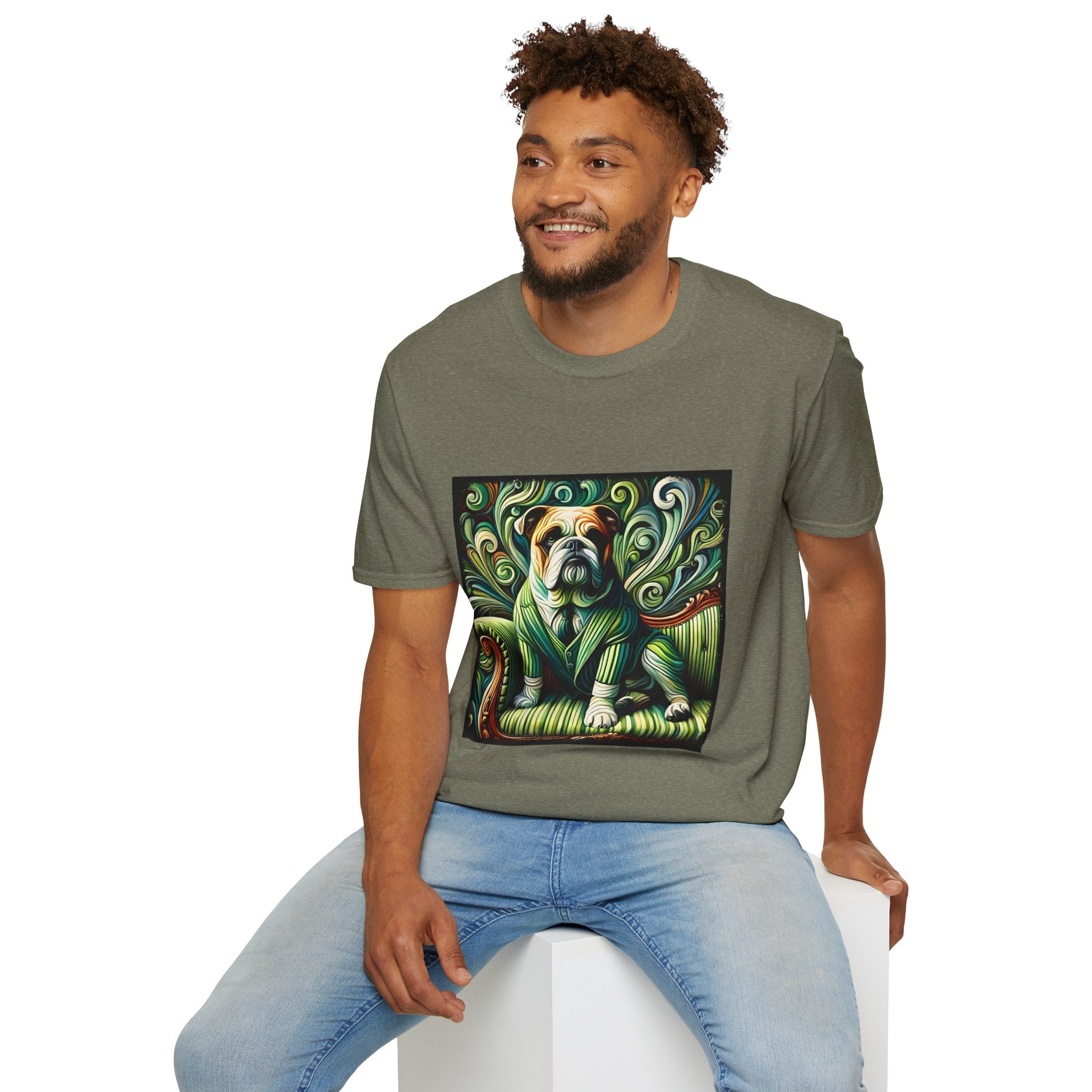 Bulldog Green Swirl | Unisex Dog T-Shirt