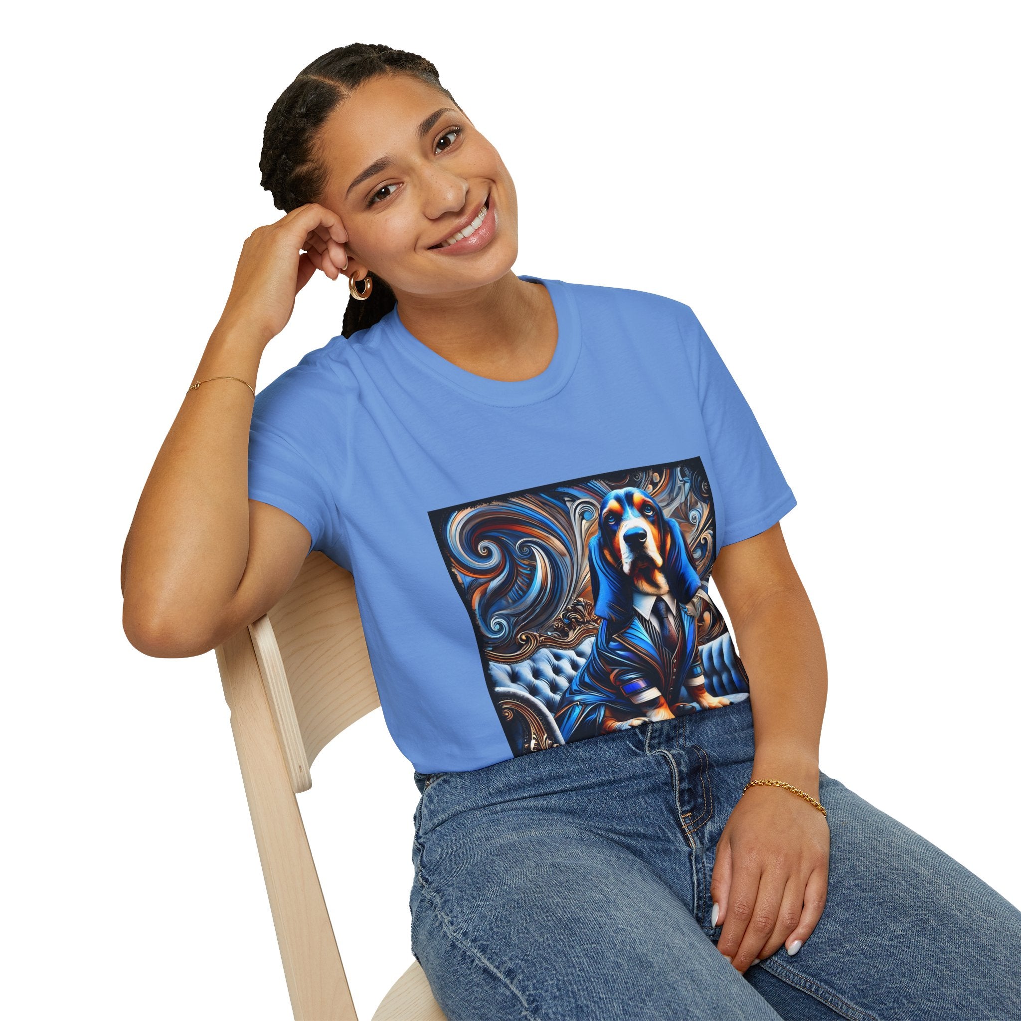 Basset Hound Bold Blue Feels | Unisex Dog T-Shirt