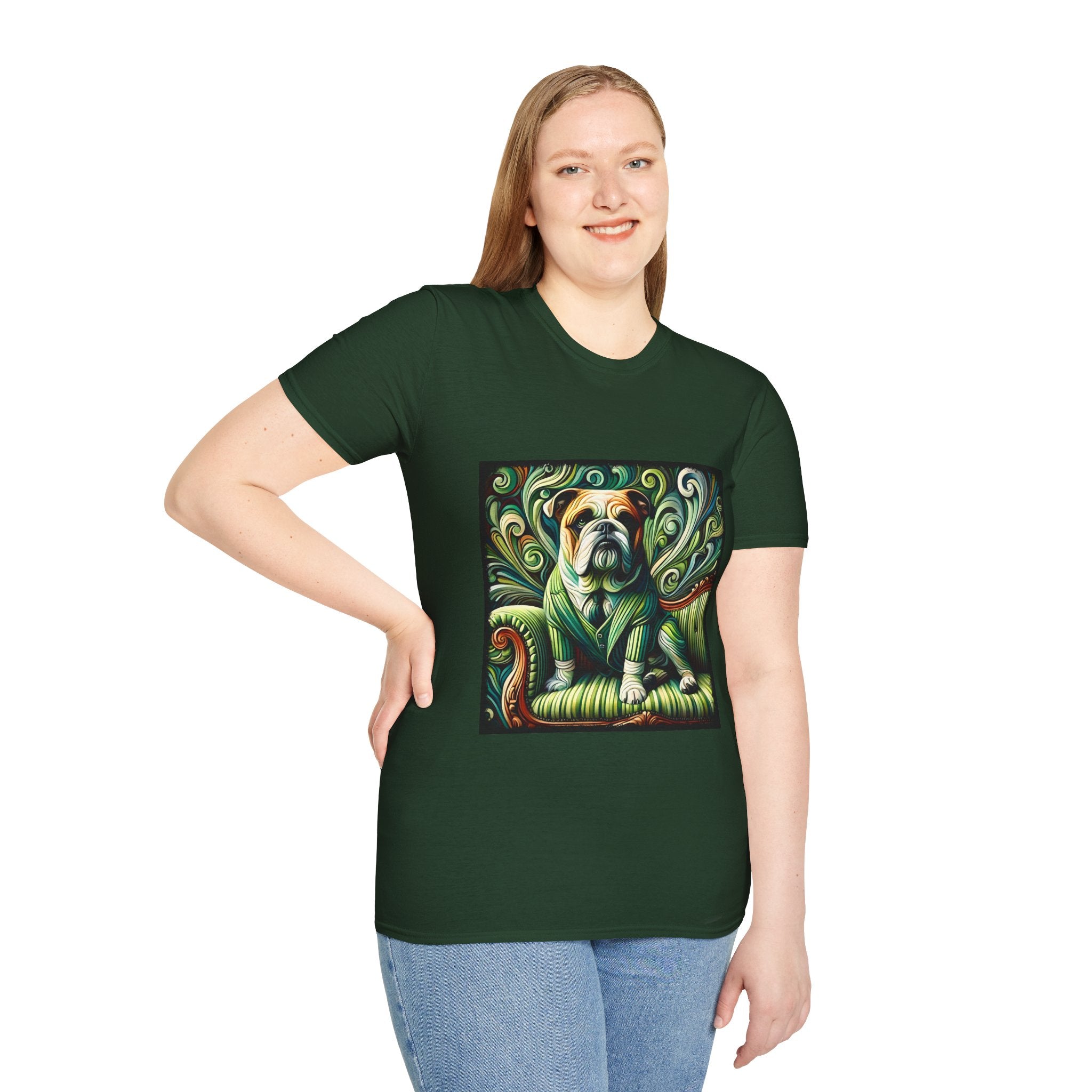 Bulldog Green Swirl | Unisex Dog T-Shirt