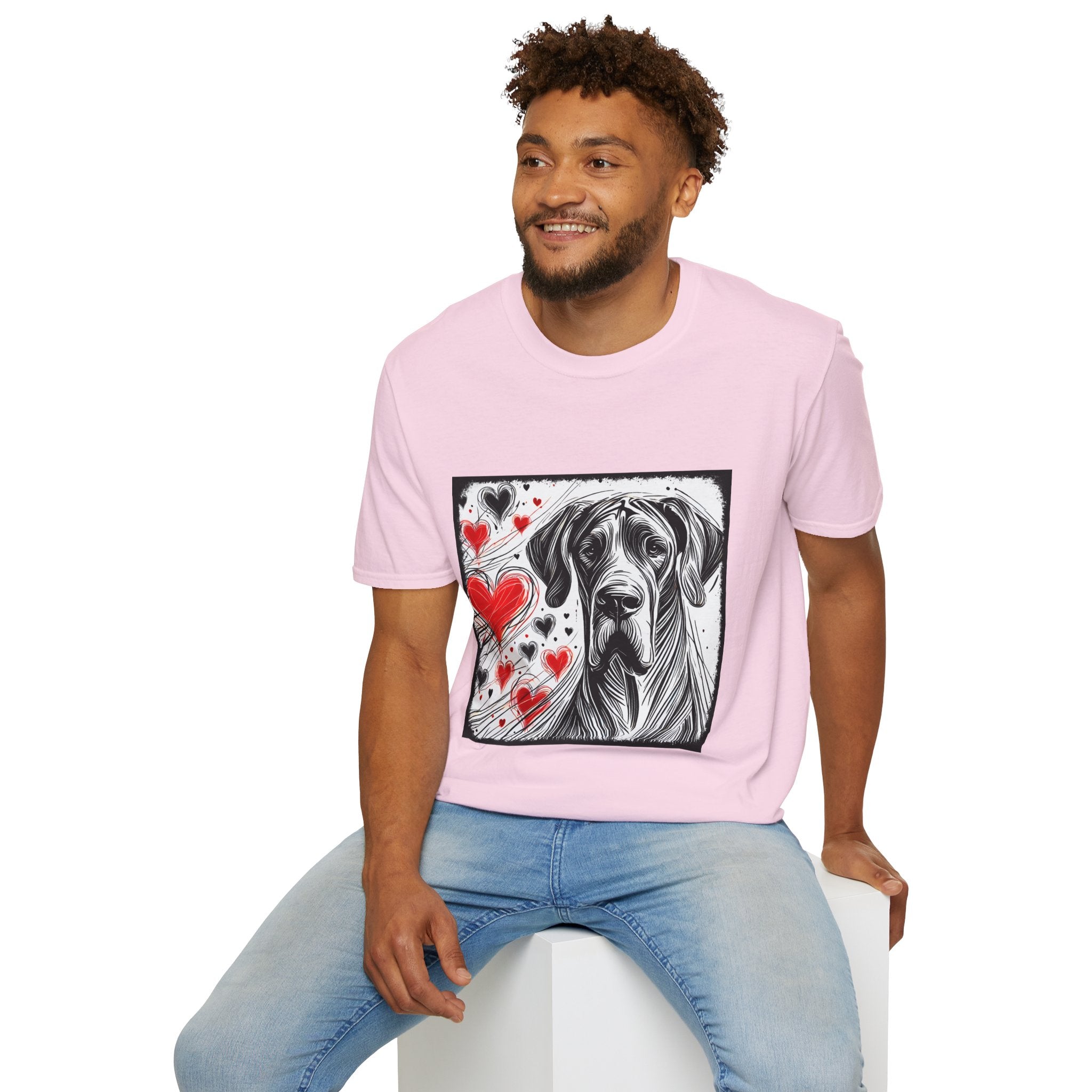 Great Dane Bold Heart Sketch | Unisex Dog T-Shirt