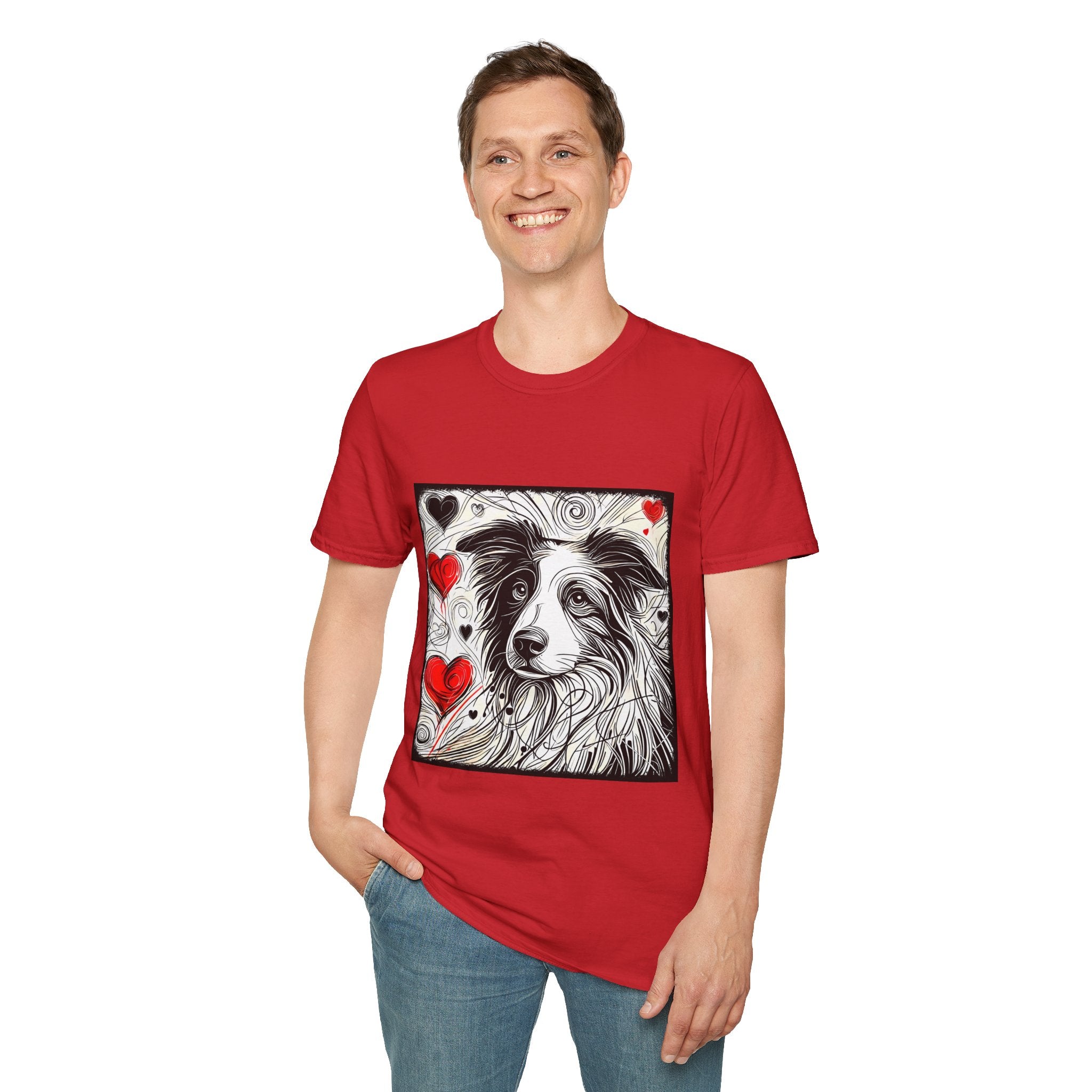 Border Collie Bold Heart Sketch | Unisex Dog T-Shirt