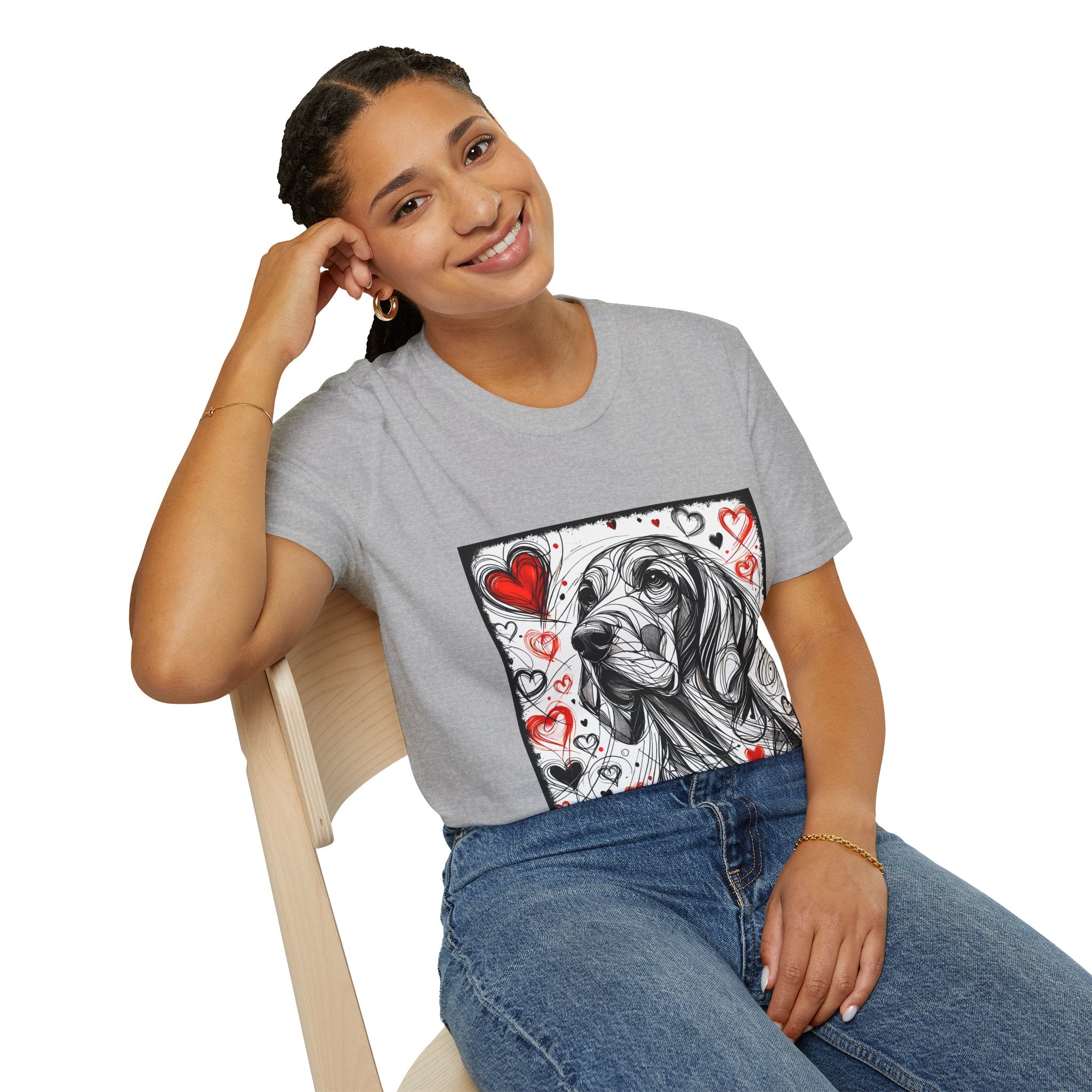Coonhound Bold Heart Sketch | Unisex Dog T-Shirt