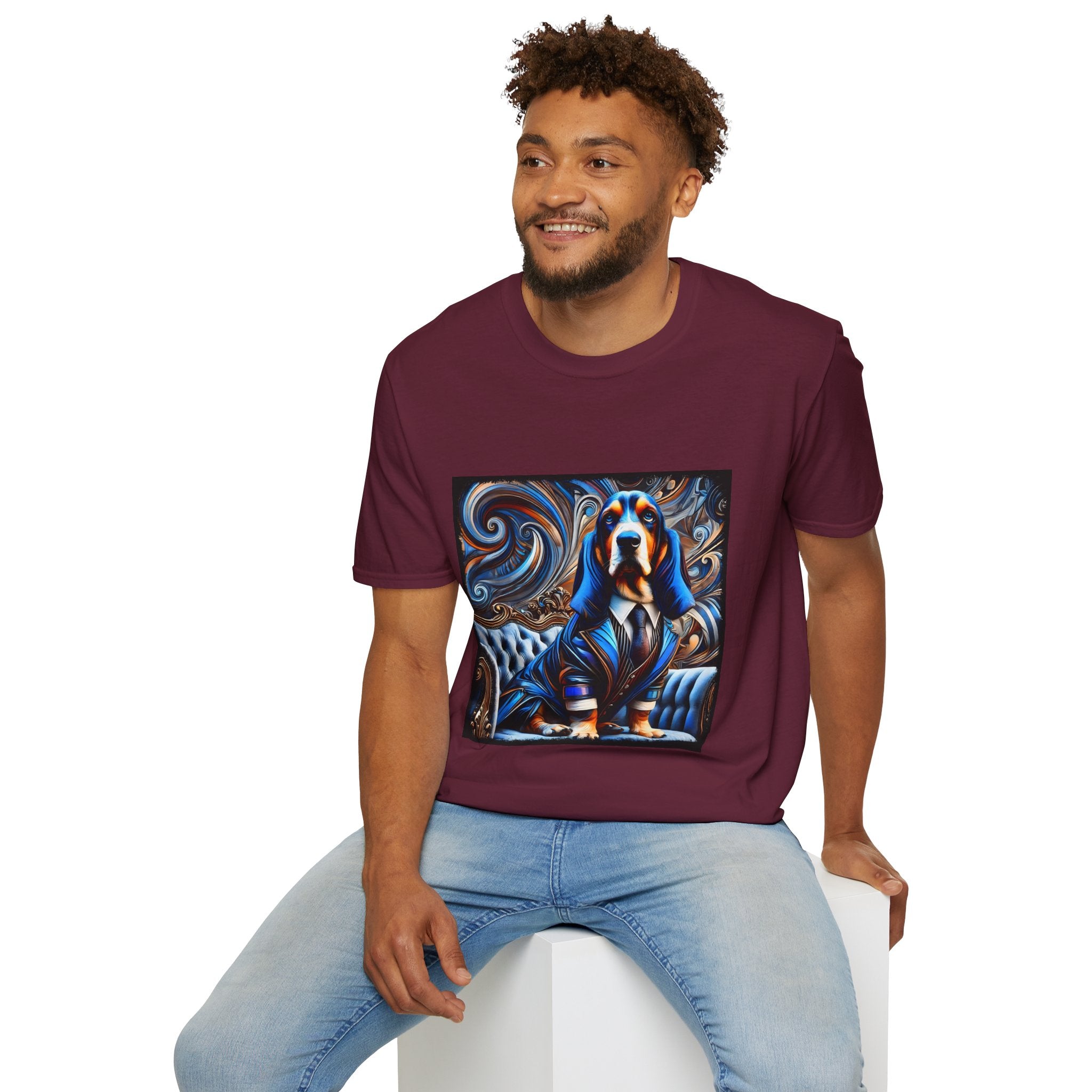Basset Hound Bold Blue Feels | Unisex Dog T-Shirt