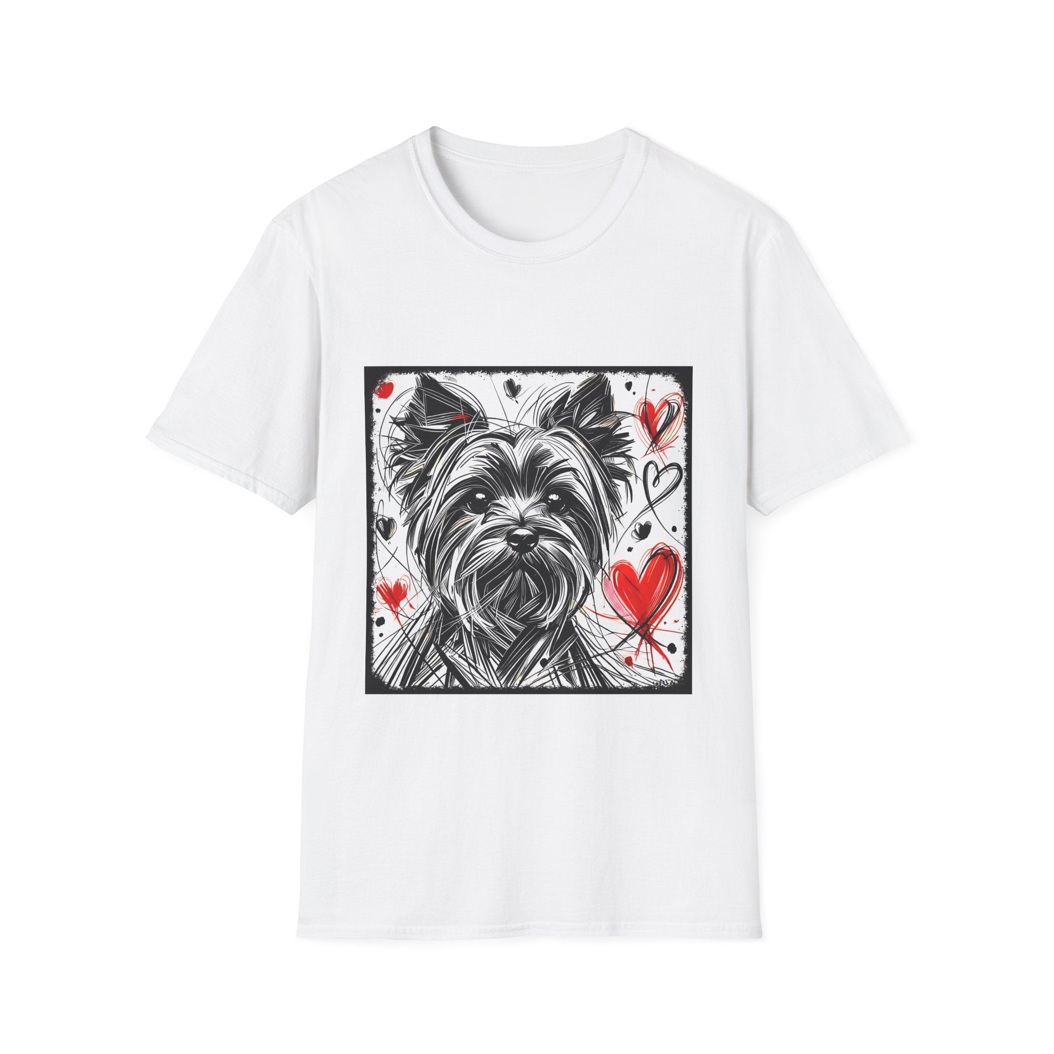 Yorkshire Terrier Bold Heart Sketch | Unisex Dog T-Shirt