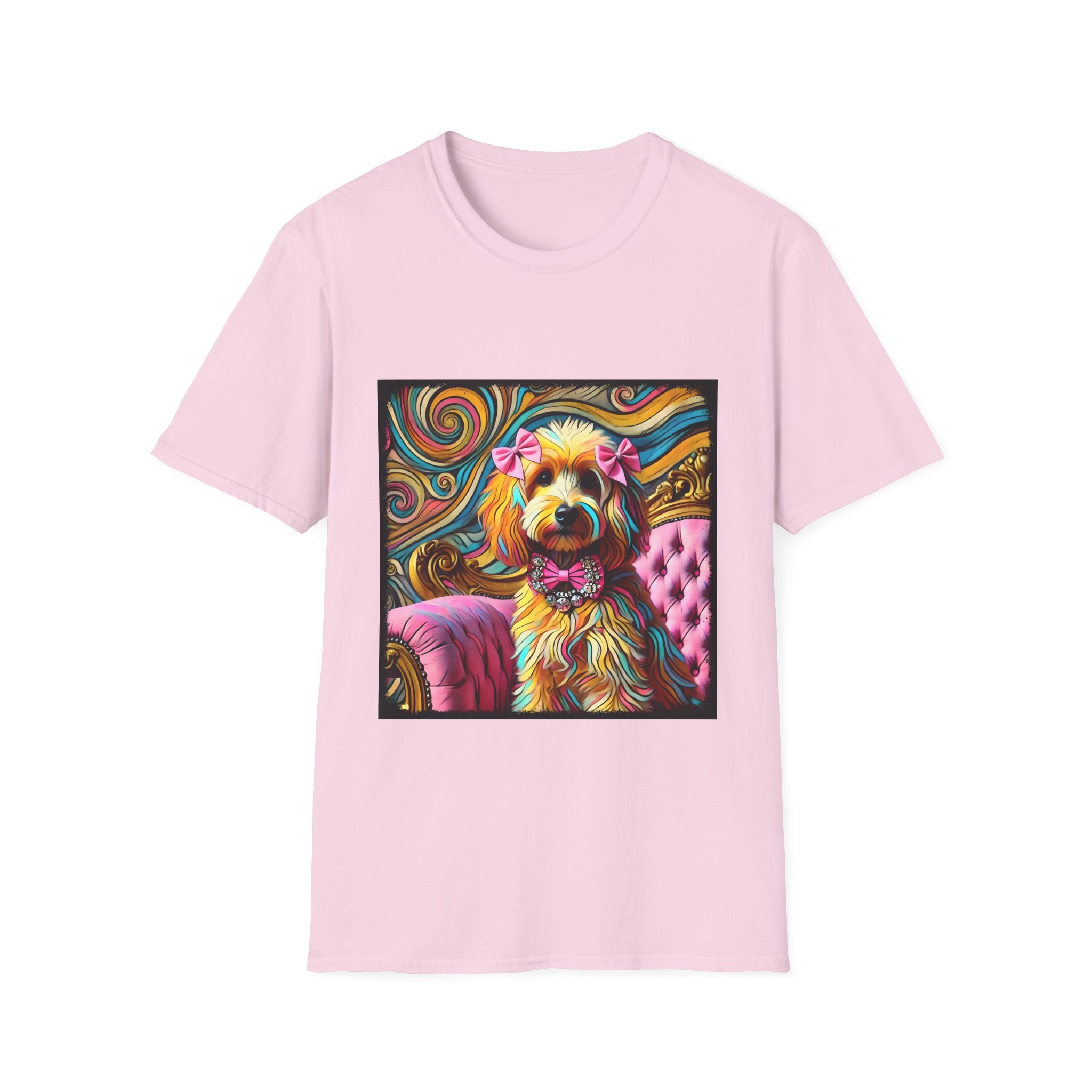 Goldendoodle Pink Diamond Bow Swirl  | Unisex Dog T-Shirt
