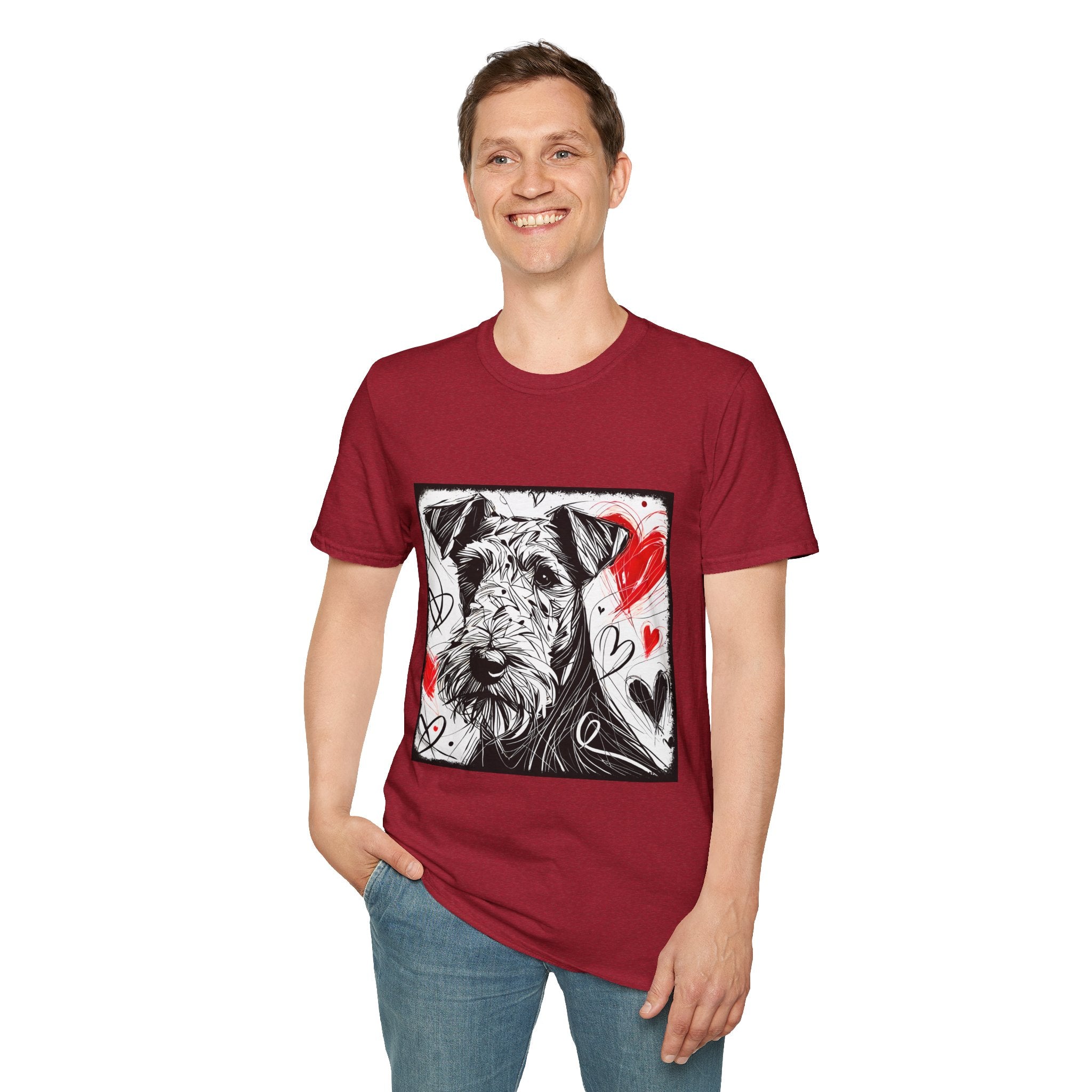 Airedale Terrier Bold Heart Sketch | Unisex Dog T-Shirt