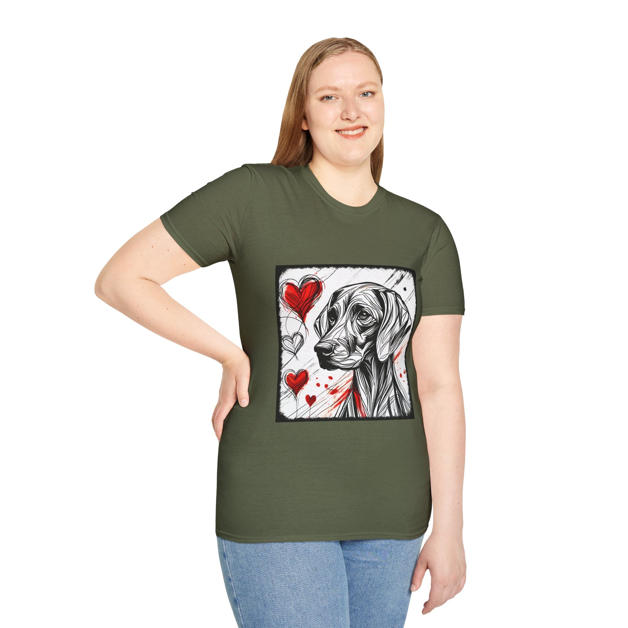 Weimaraner Bold Heart Sketch | Unisex Dog T-Shirt