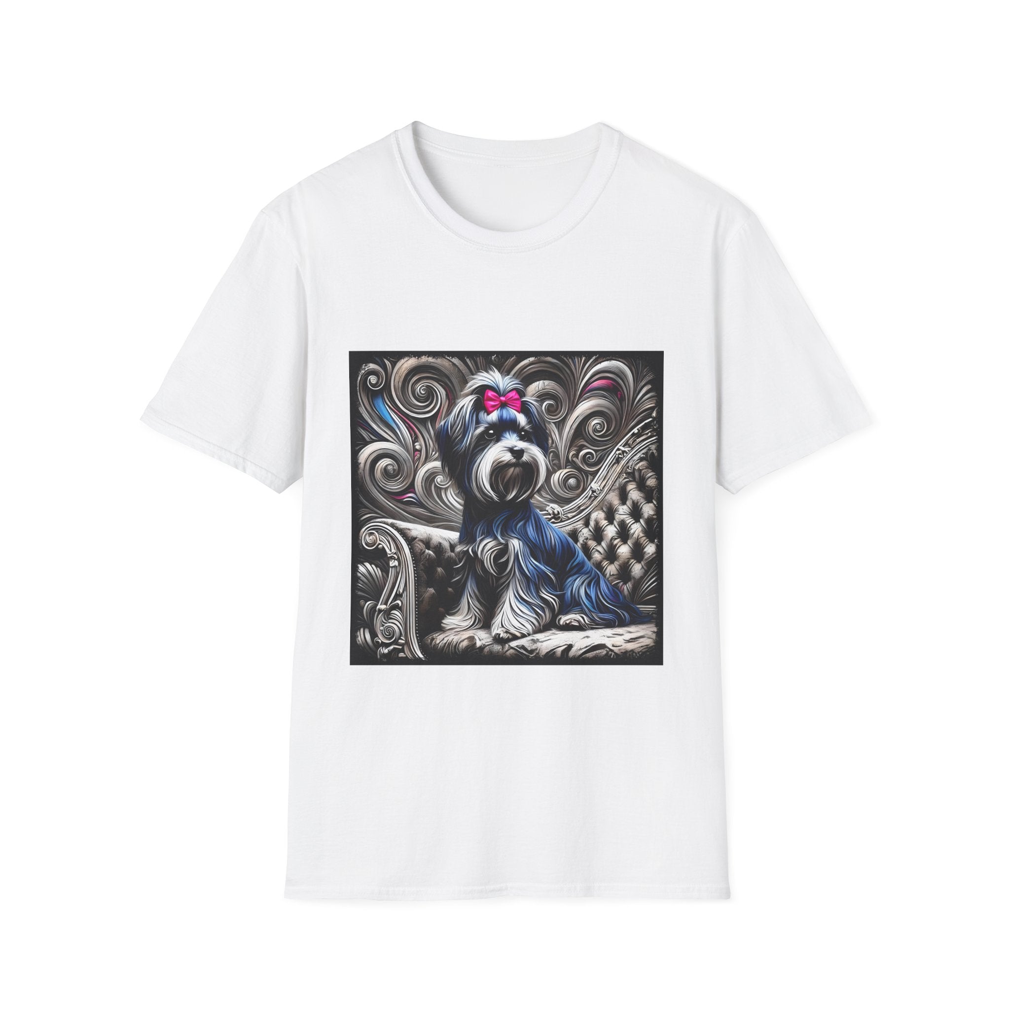 Havanese B&W Pink Bow |  Unisex Dog T-Shirt