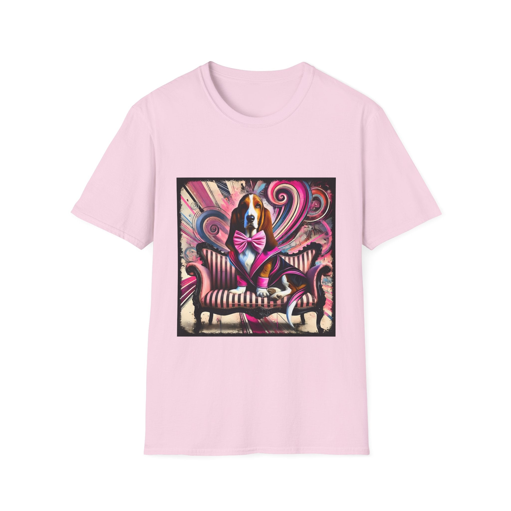 Basset Hound Pink Swirl Bold | Unisex Dog T-Shirt