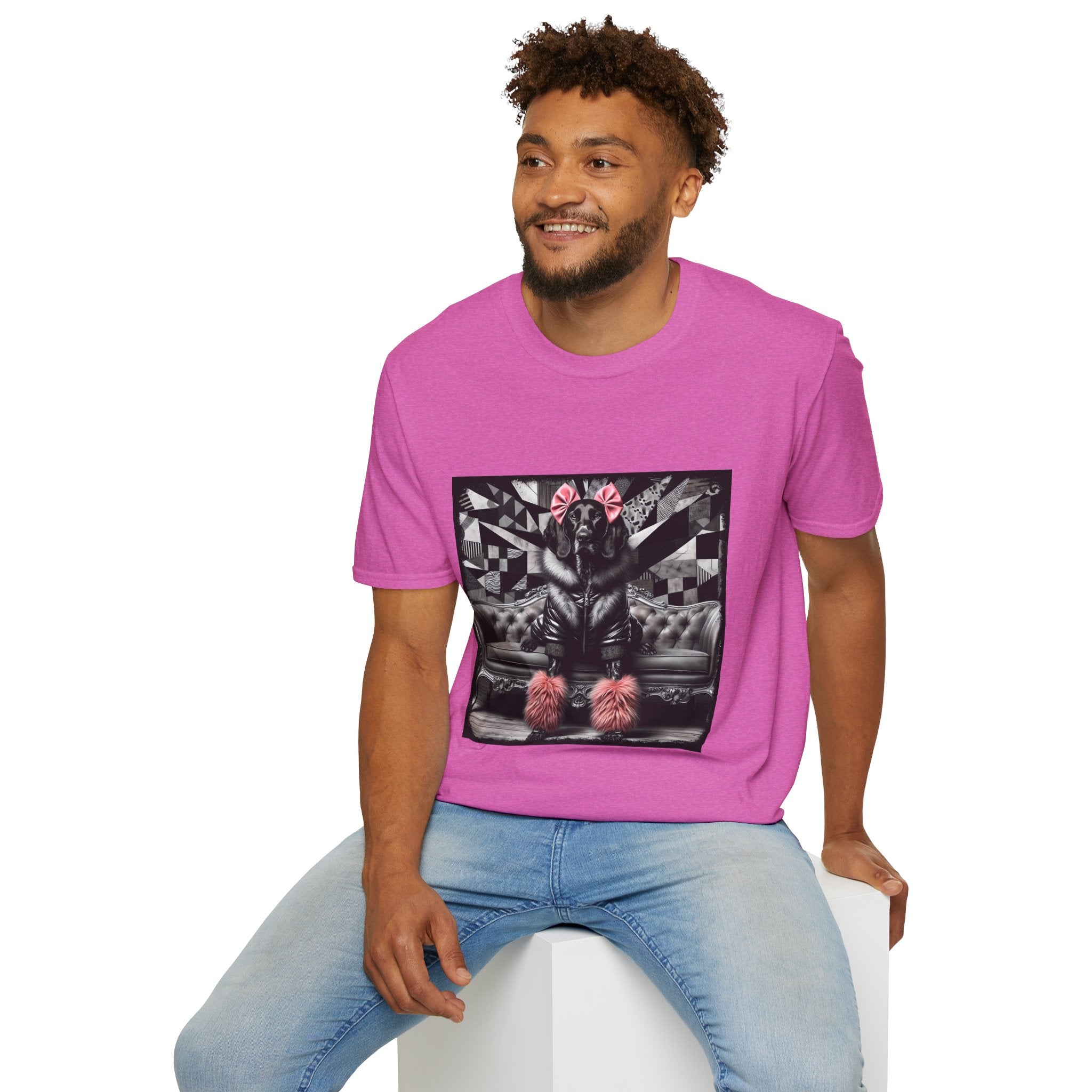 German Shorthaired Pointer B&W Pink Bow Rocker | Unisex Dog T-Shirt