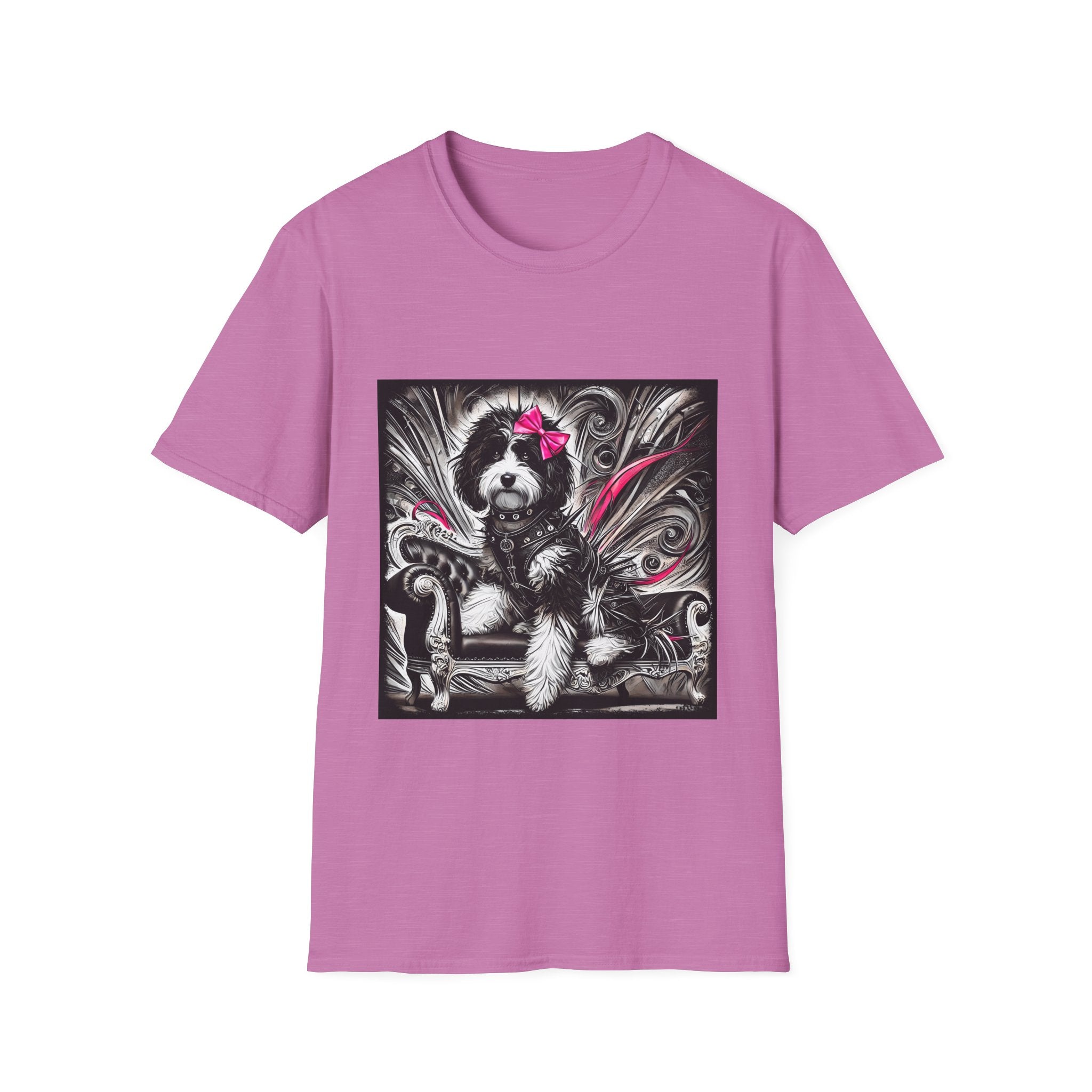 Bernedoodle B&W Pink Bold Rocker | Unisex Dog T-Shirt
