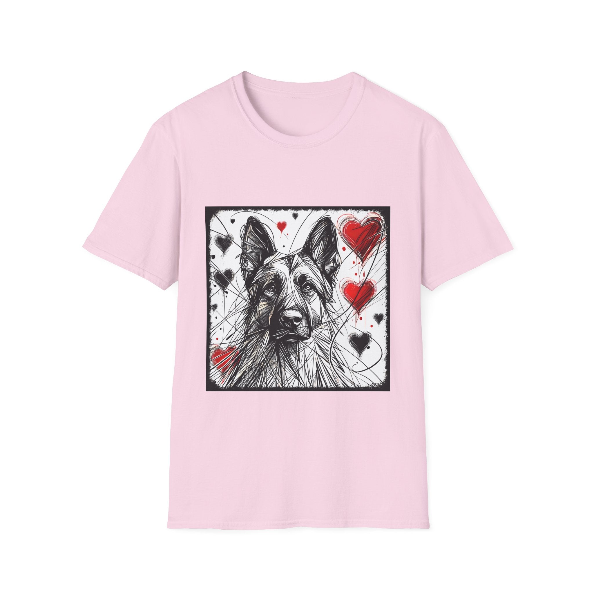 German Shepherd Big Heart Sketch | Unisex Dog T-Shirt