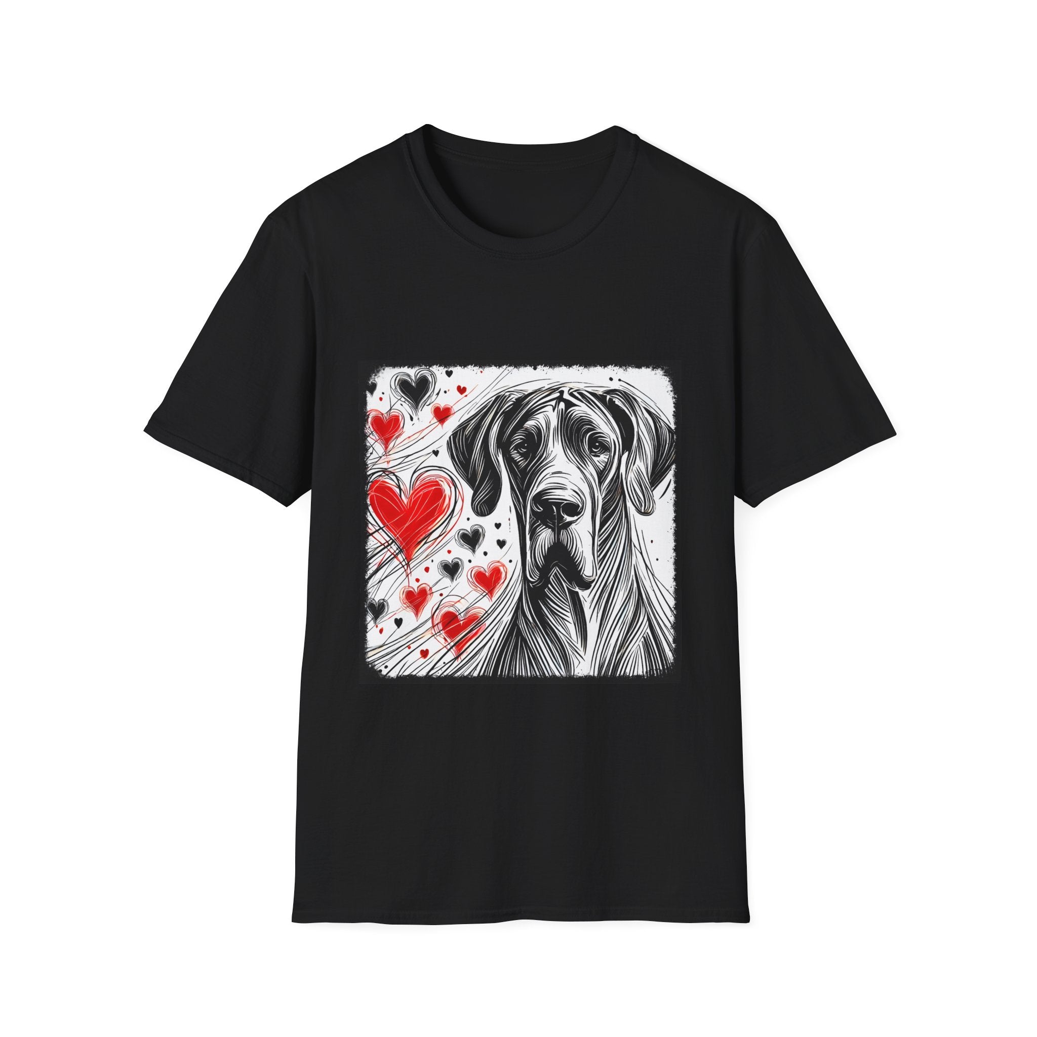 Great Dane Bold Heart Sketch | Unisex Dog T-Shirt