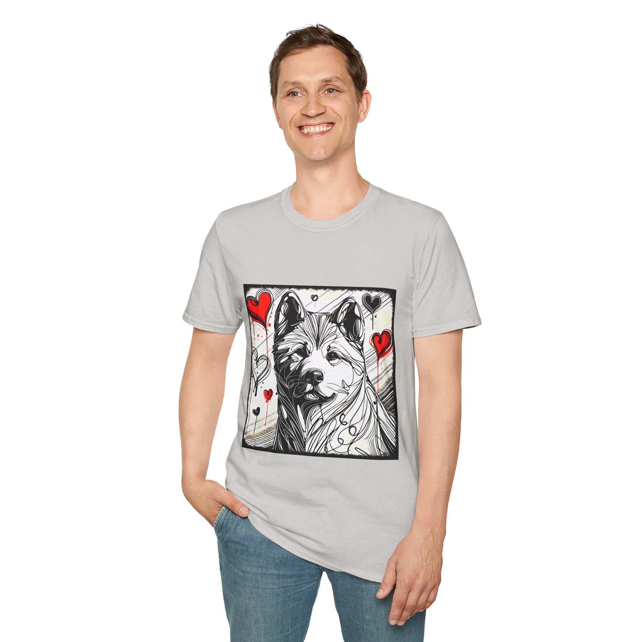 Akita Bold Heart Sketch | Unisex Dog T-Shirt