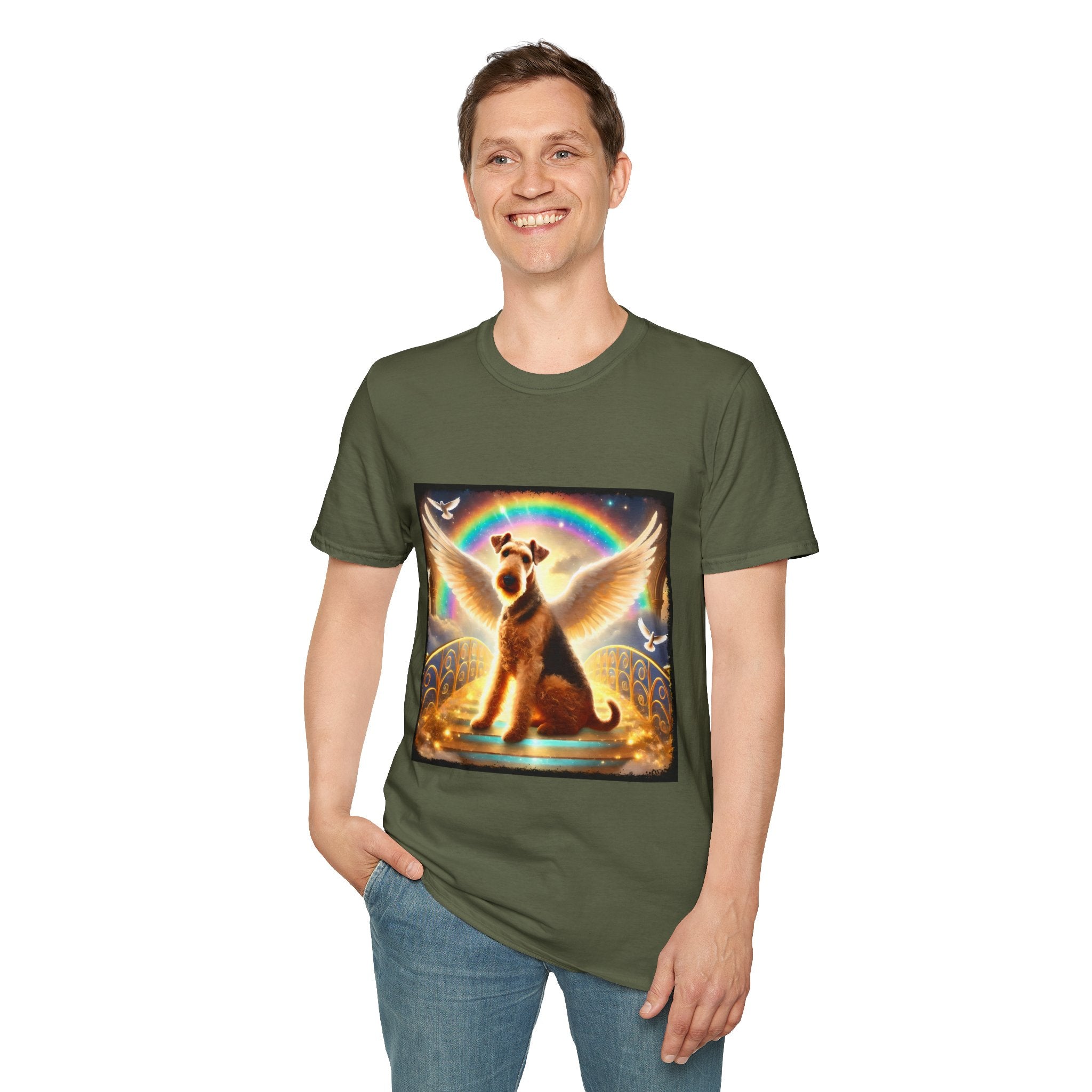 Airedale Terrier Rainbow Bridge | Unisex Dog T-Shirt