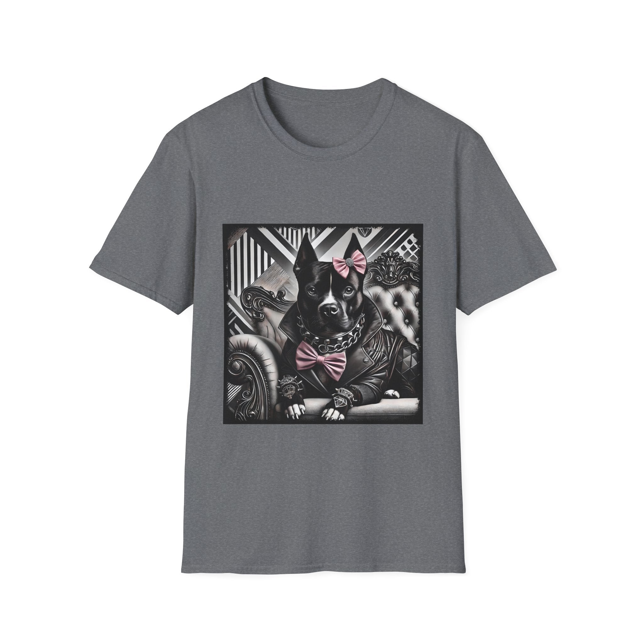 American Pit Bull Terrier B&W Pink Bow Rocker | Unisex Dog T-Shirt