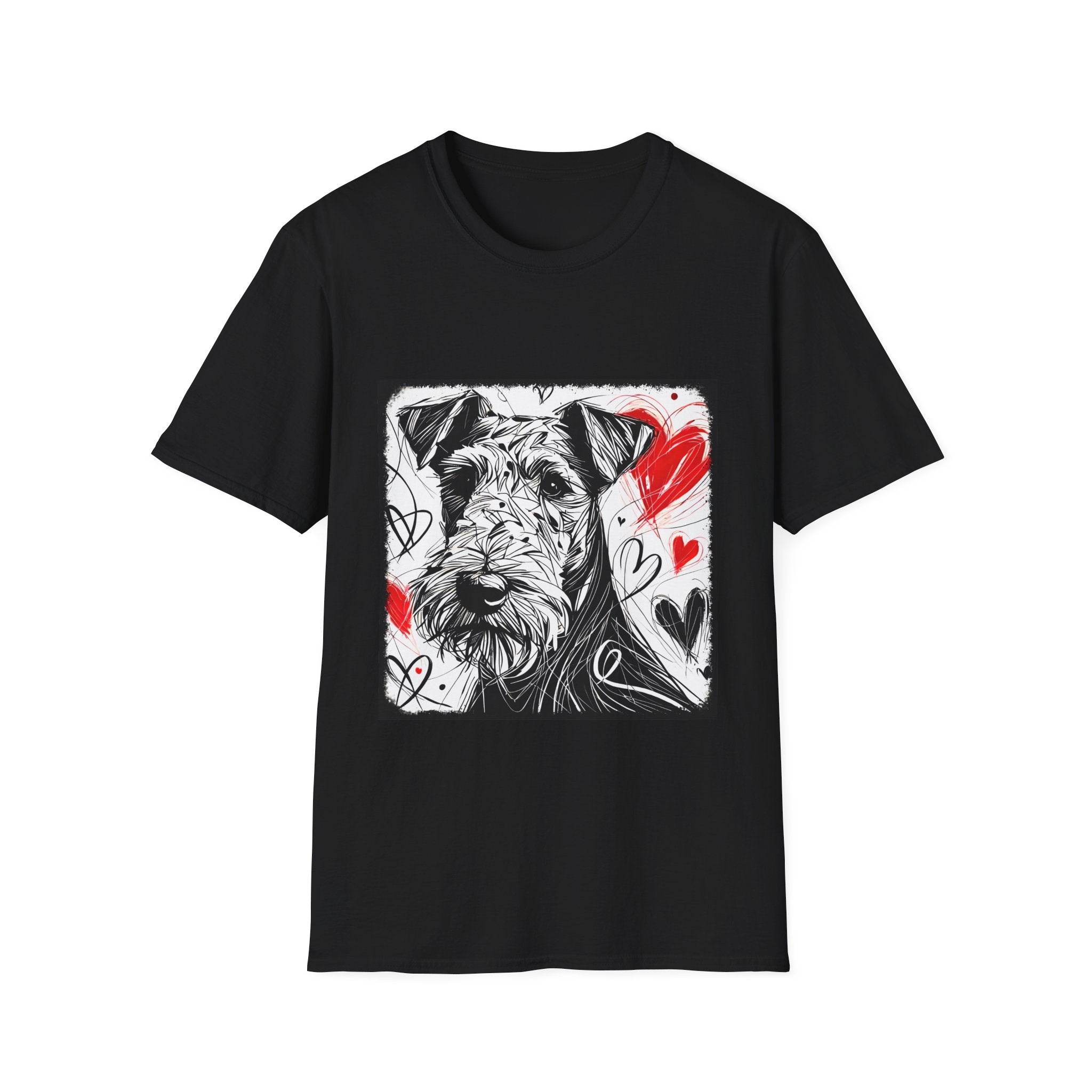 Airedale Terrier Bold Heart Sketch | Unisex Dog T-Shirt