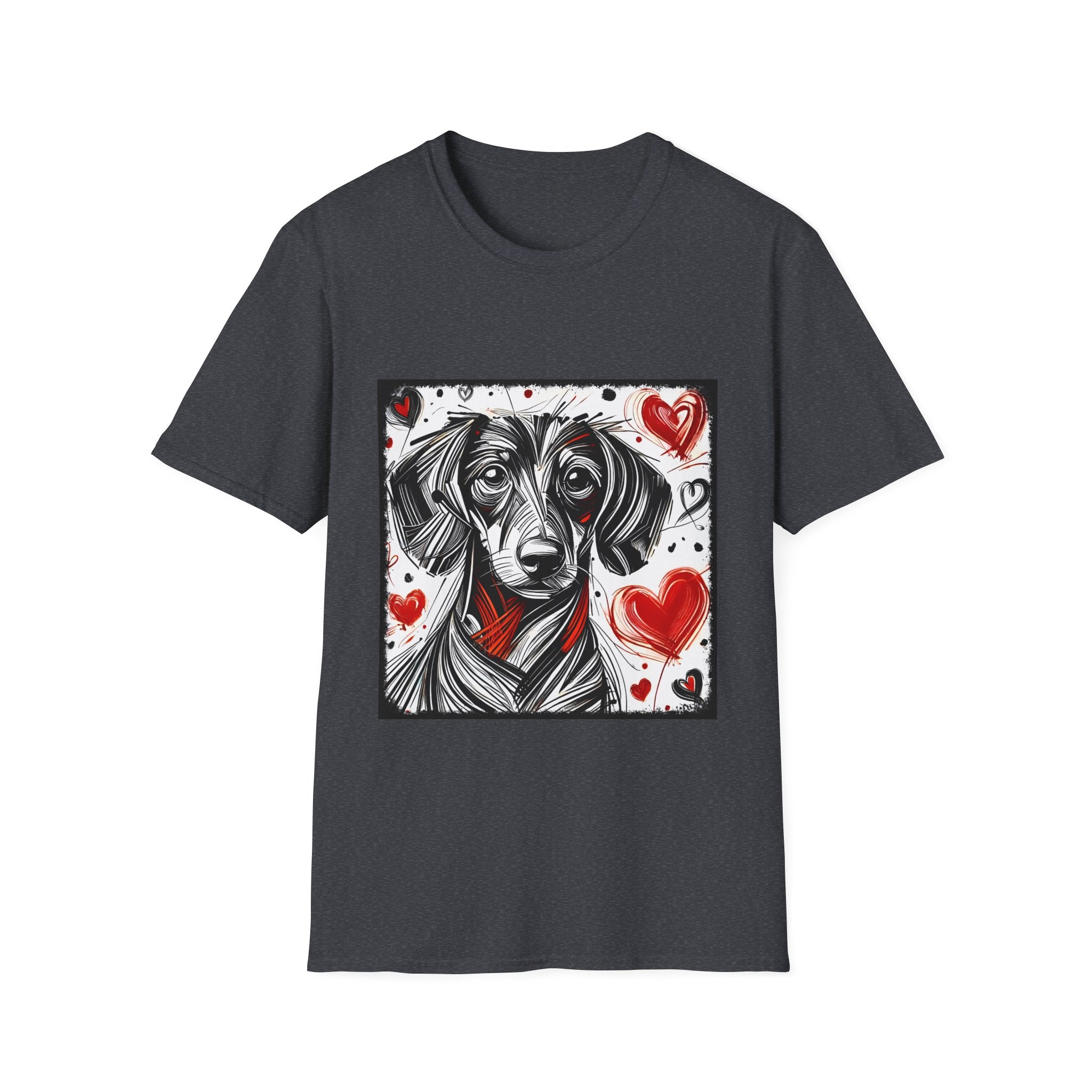 Dachshund Bold Heart Sketch | Unisex Dog T-Shirt