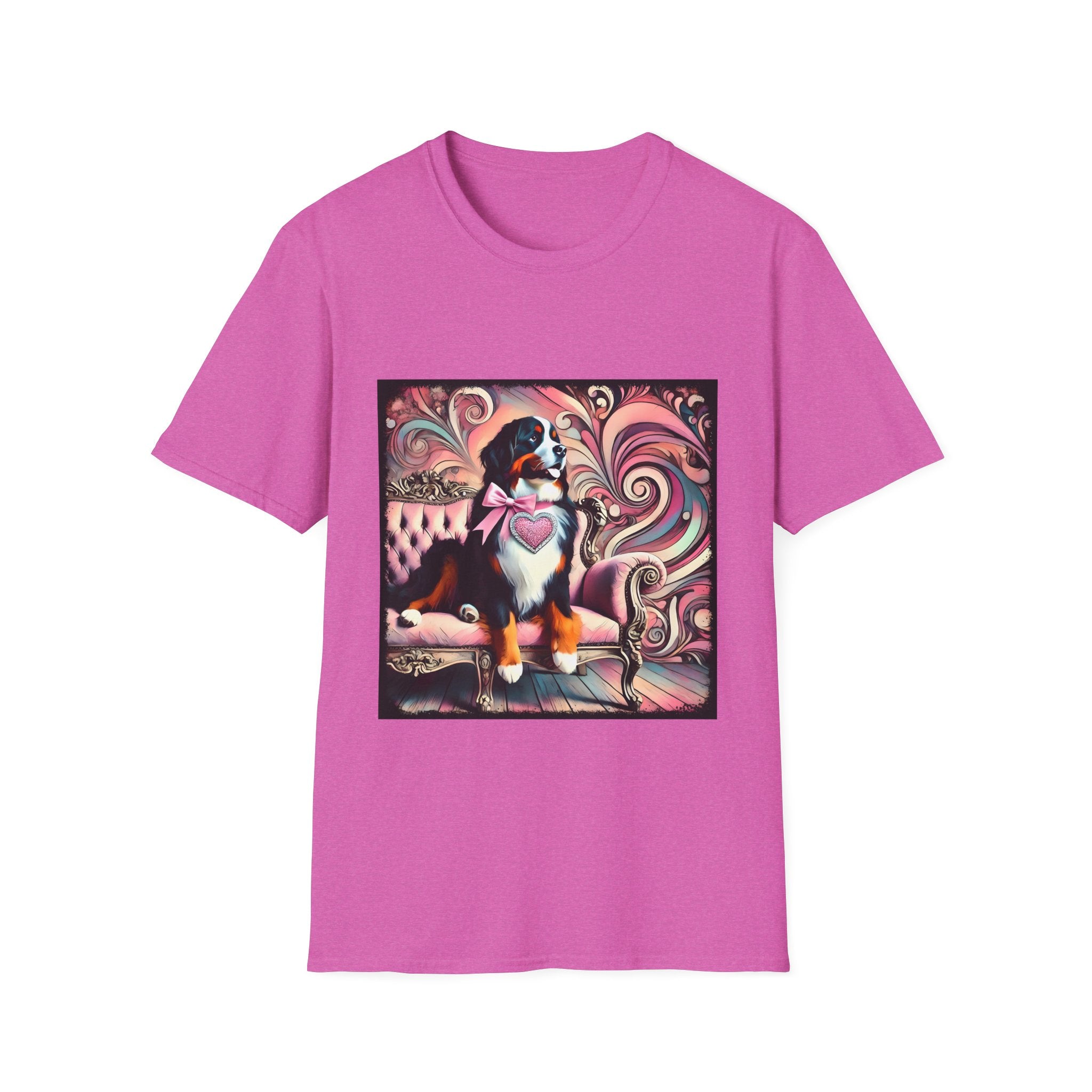 Bernese Mountain Dog Pink Swirl | Unisex Dog T-Shirt