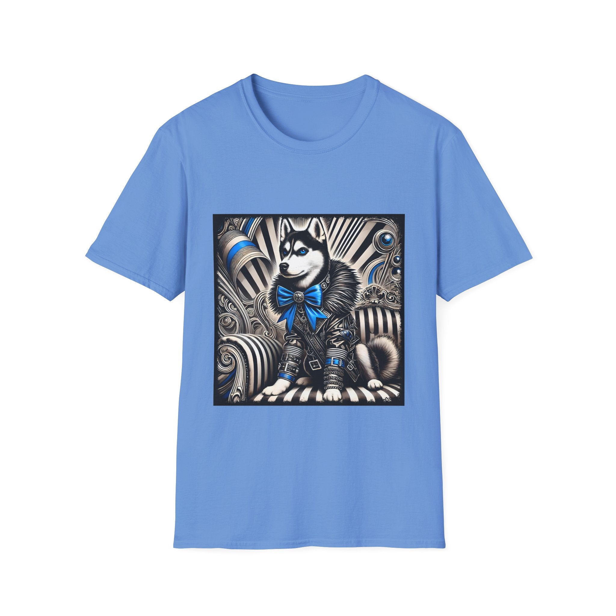 Siberian Husky B&W Blue Bow | Unisex Dog T-Shirt