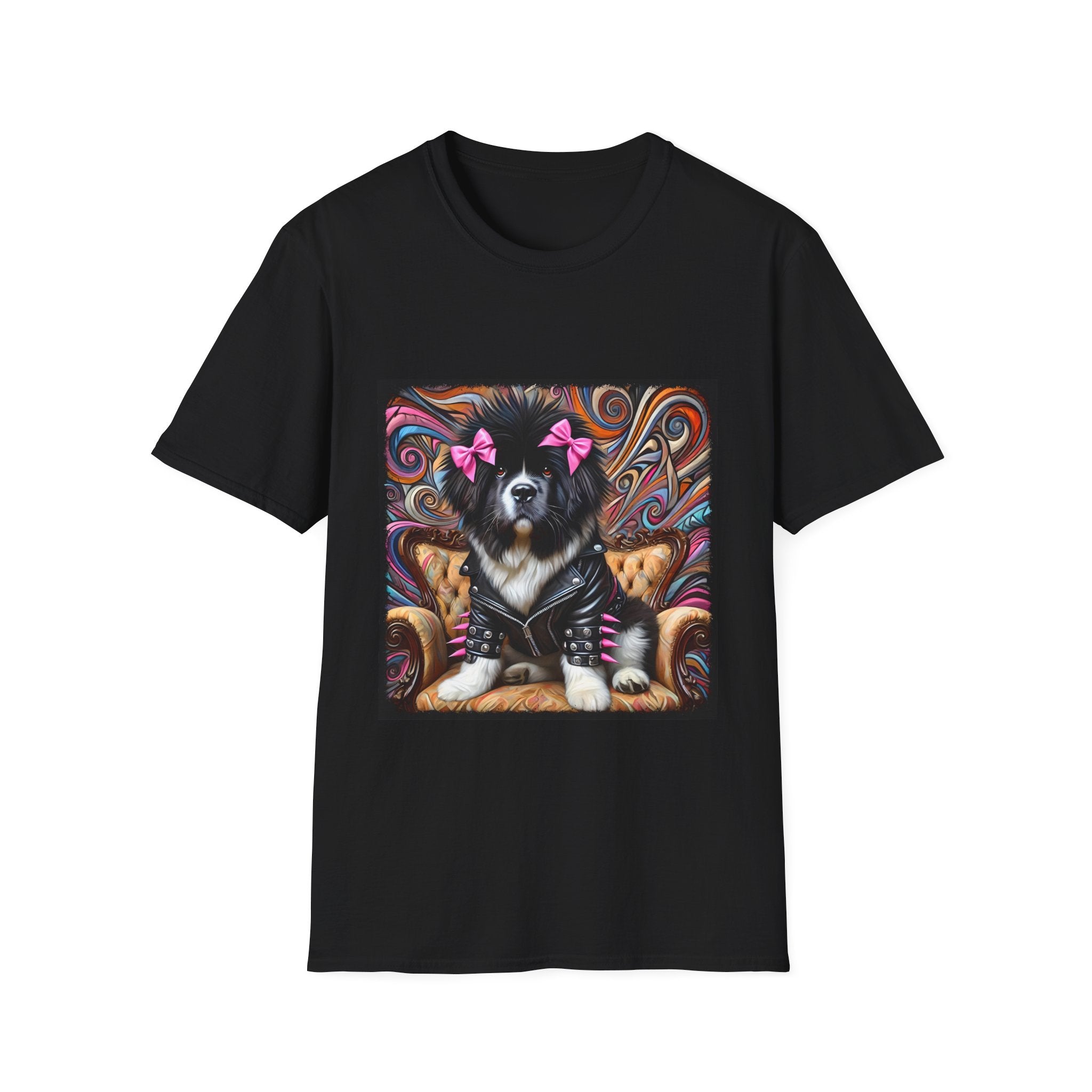 Newfoundland Pink Bow Vivid Rocker | Unisex Dog T-Shirt