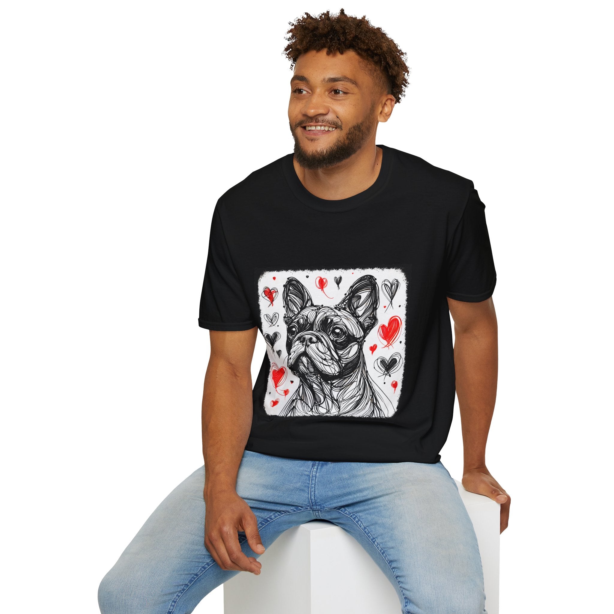 French bulldog Bold Heart Sketch | Unisex Dog T-Shirt