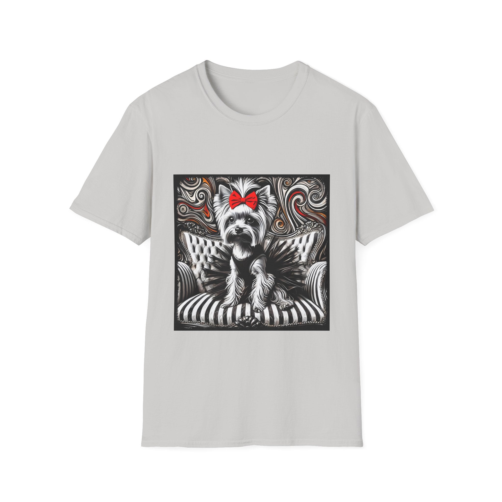 Yorkshire Terrier B&W Red Bow Bold | Unisex Dog T-Shirt