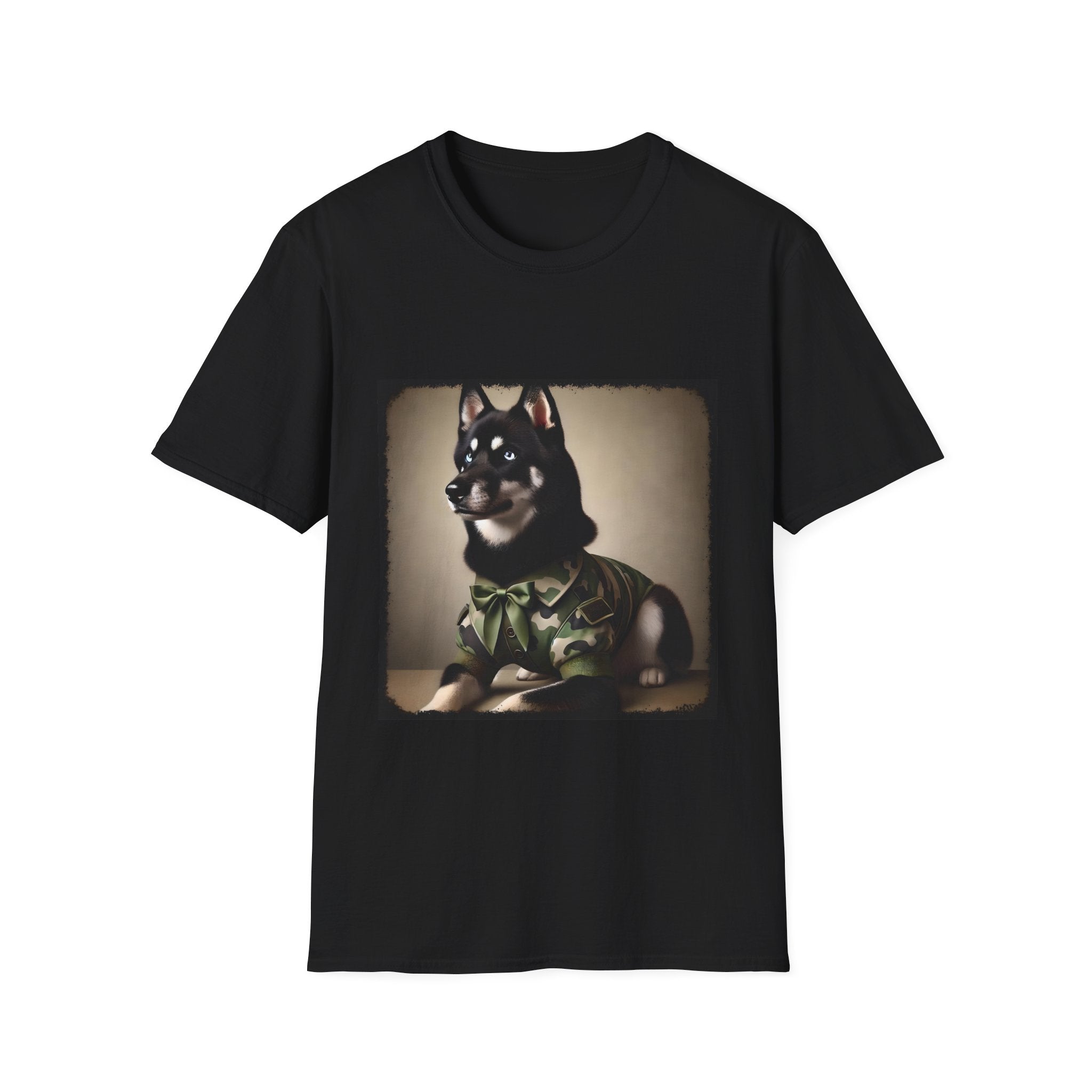 Siberian Husky Green Camo Cutie  | Unisex Dog T-Shirt