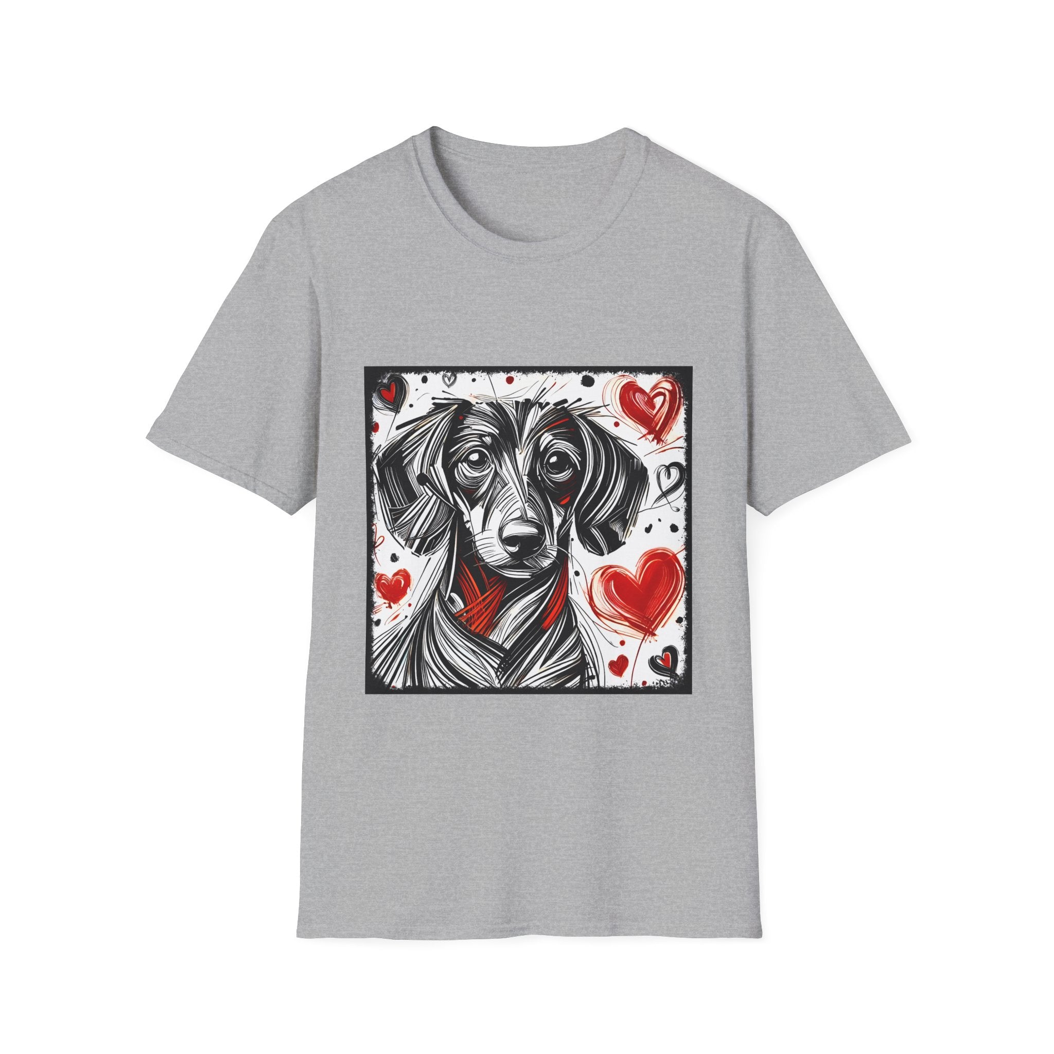 Dachshund Bold Heart Sketch | Unisex Dog T-Shirt
