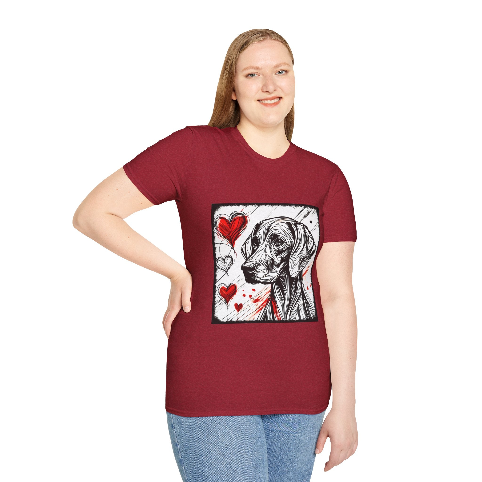 Weimaraner Bold Heart Sketch | Unisex Dog T-Shirt