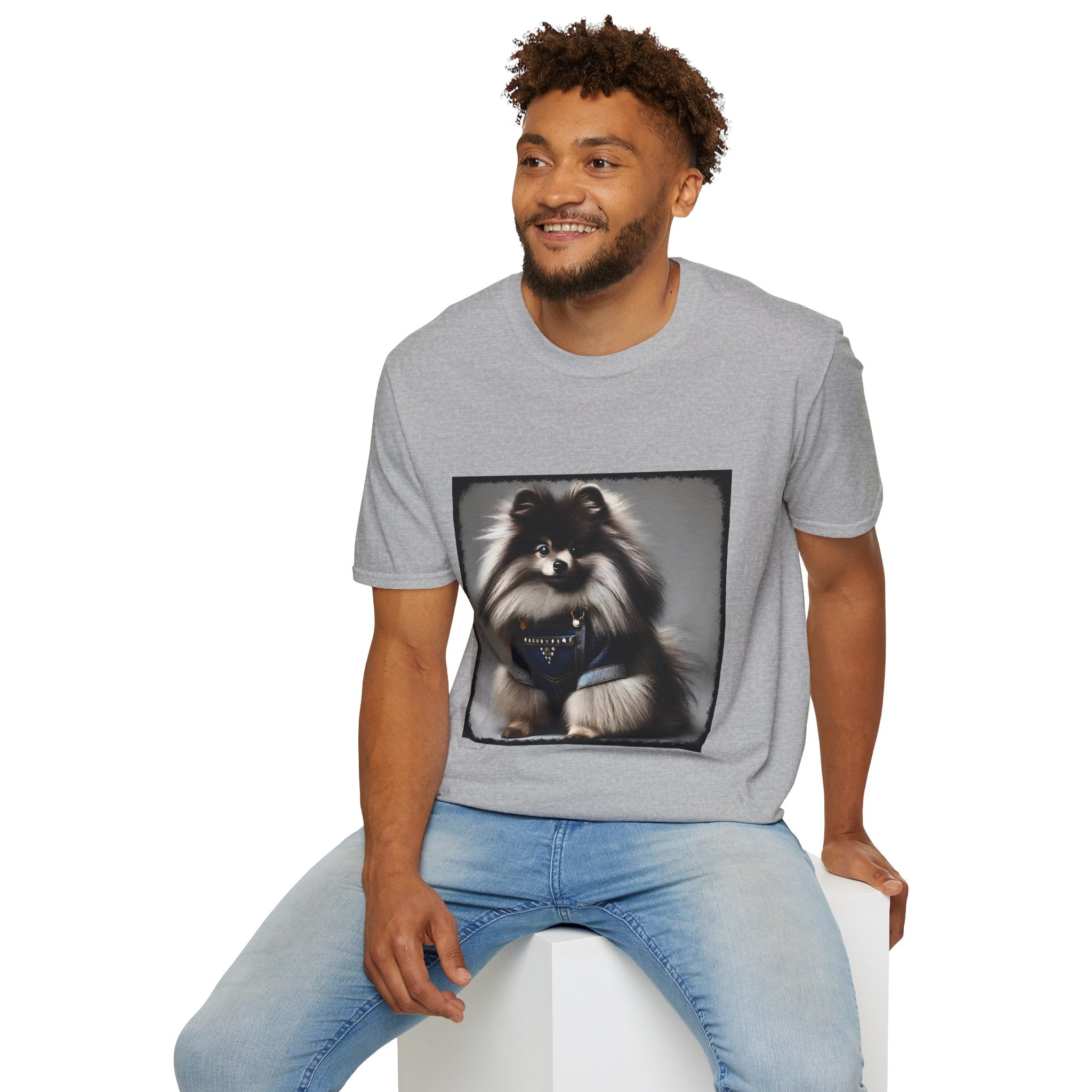 Pomeranian Denim Darling | Unisex Dog T-Shirt