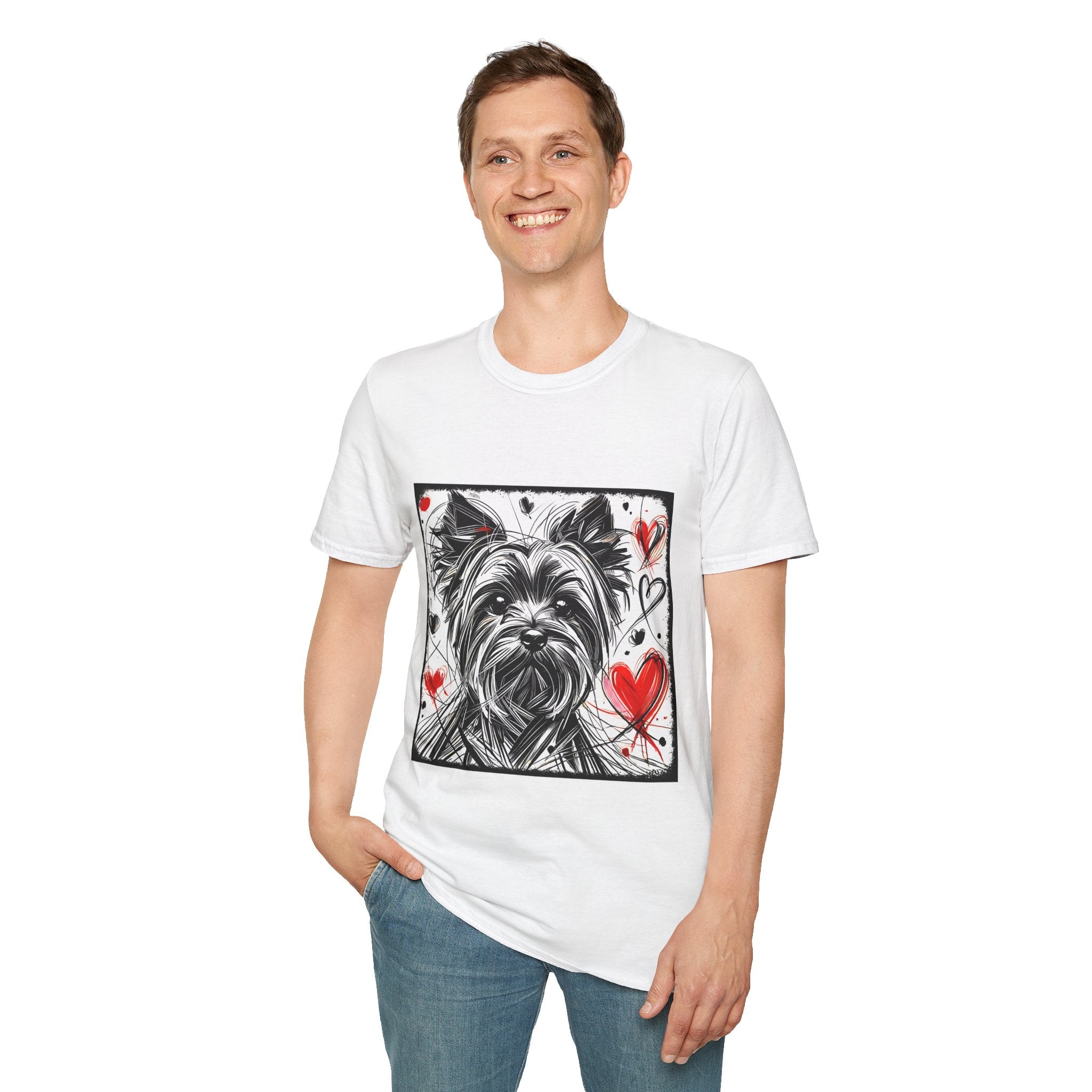 Yorkshire Terrier Bold Heart Sketch | Unisex Dog T-Shirt