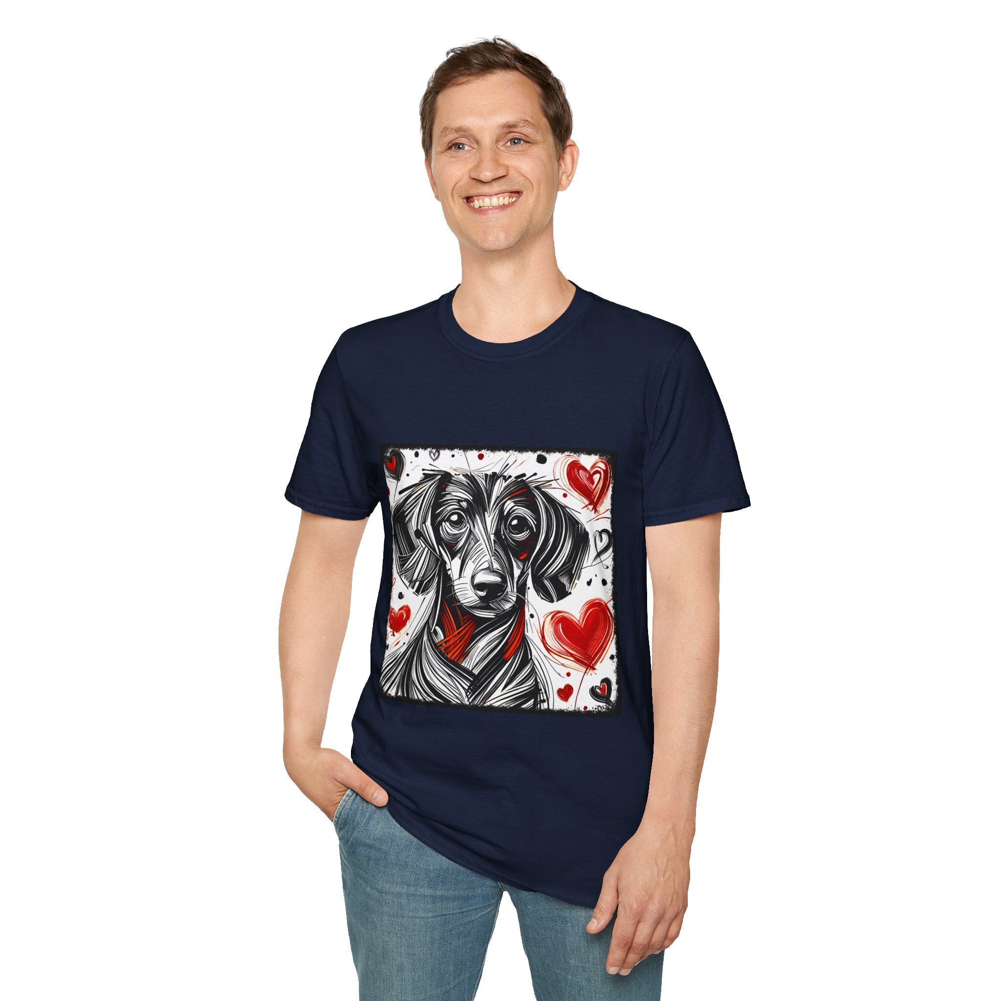 Dachshund Bold Heart Sketch | Unisex Dog T-Shirt