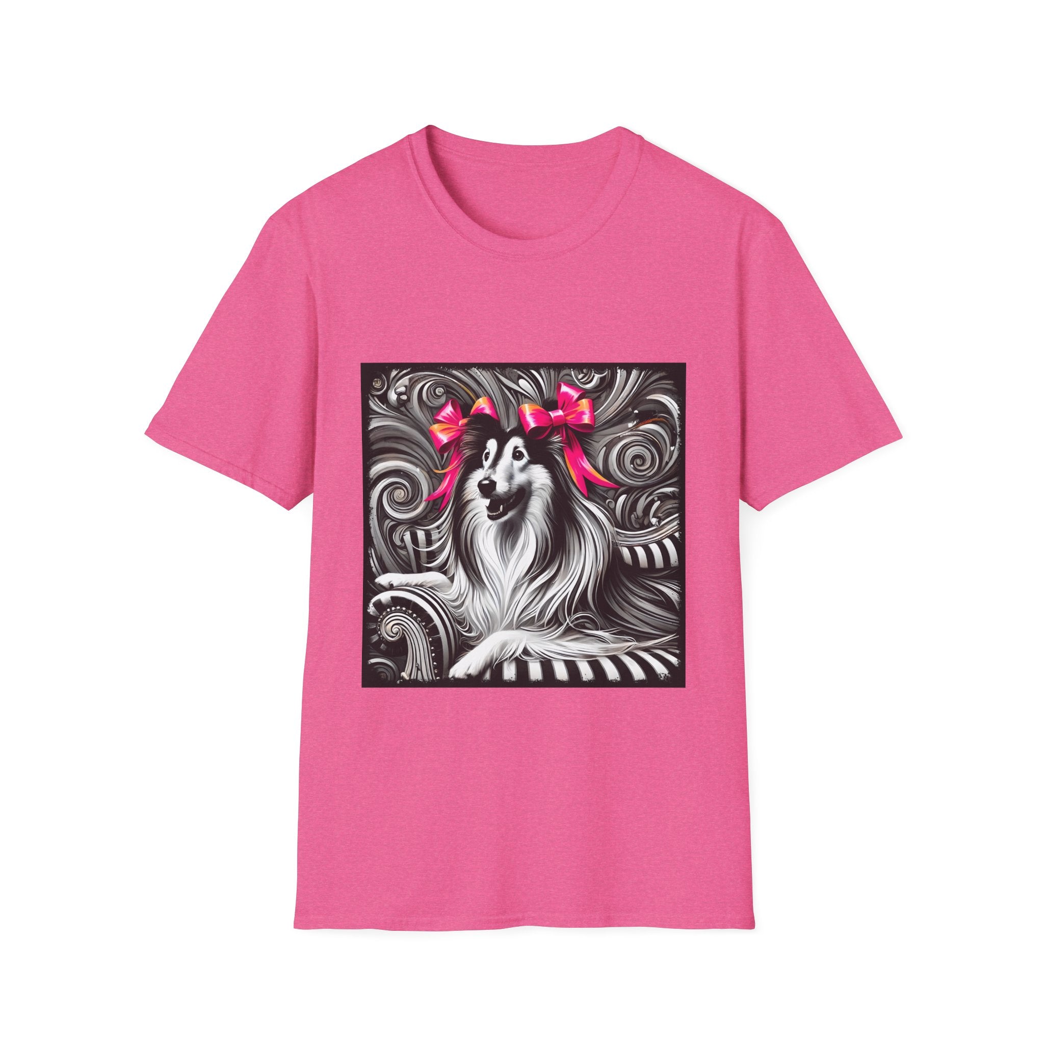 Collie B&W Pink Bow | Unisex Dog T-Shirt