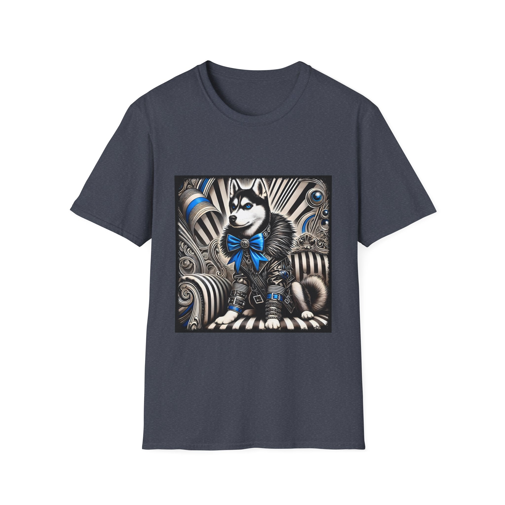 Siberian Husky B&W Blue Bow | Unisex Dog T-Shirt