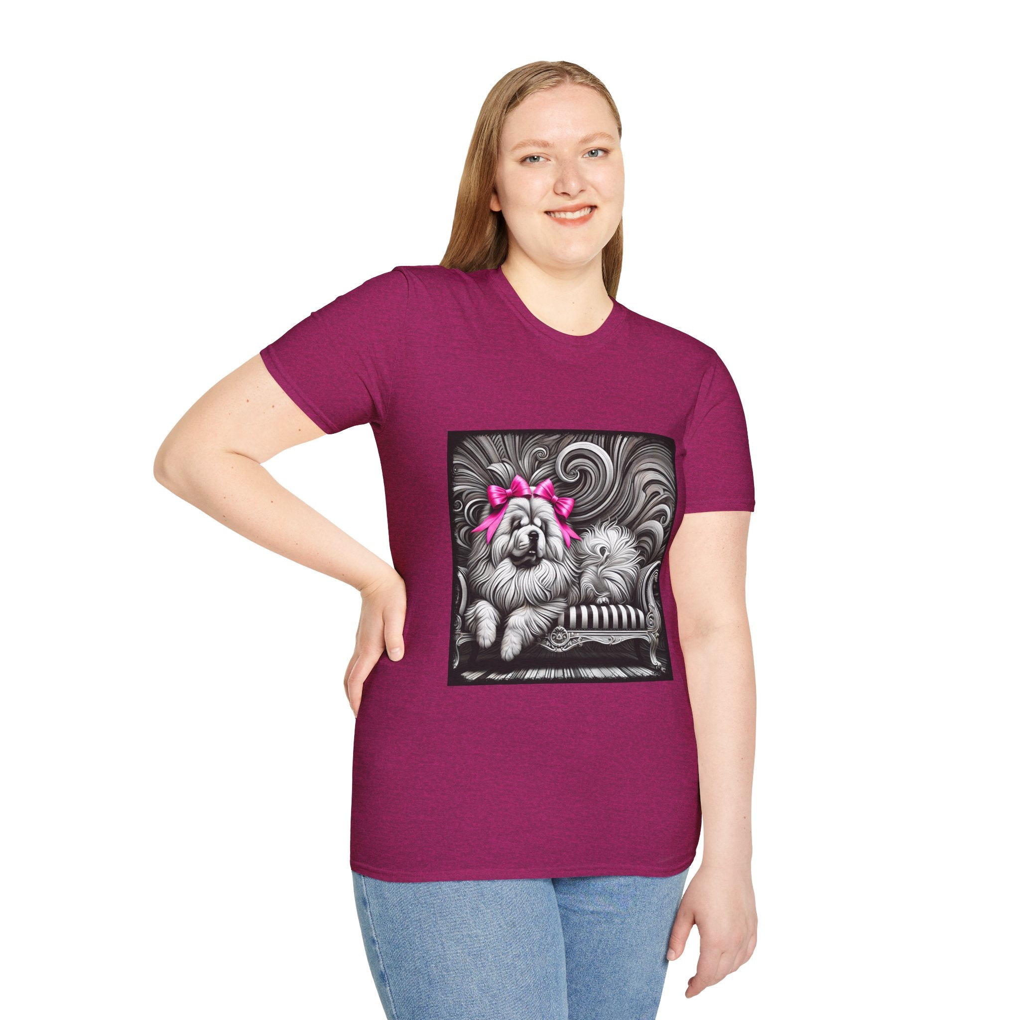 Chow Chow B&W Pink Bow | Unisex Dog T-Shirt