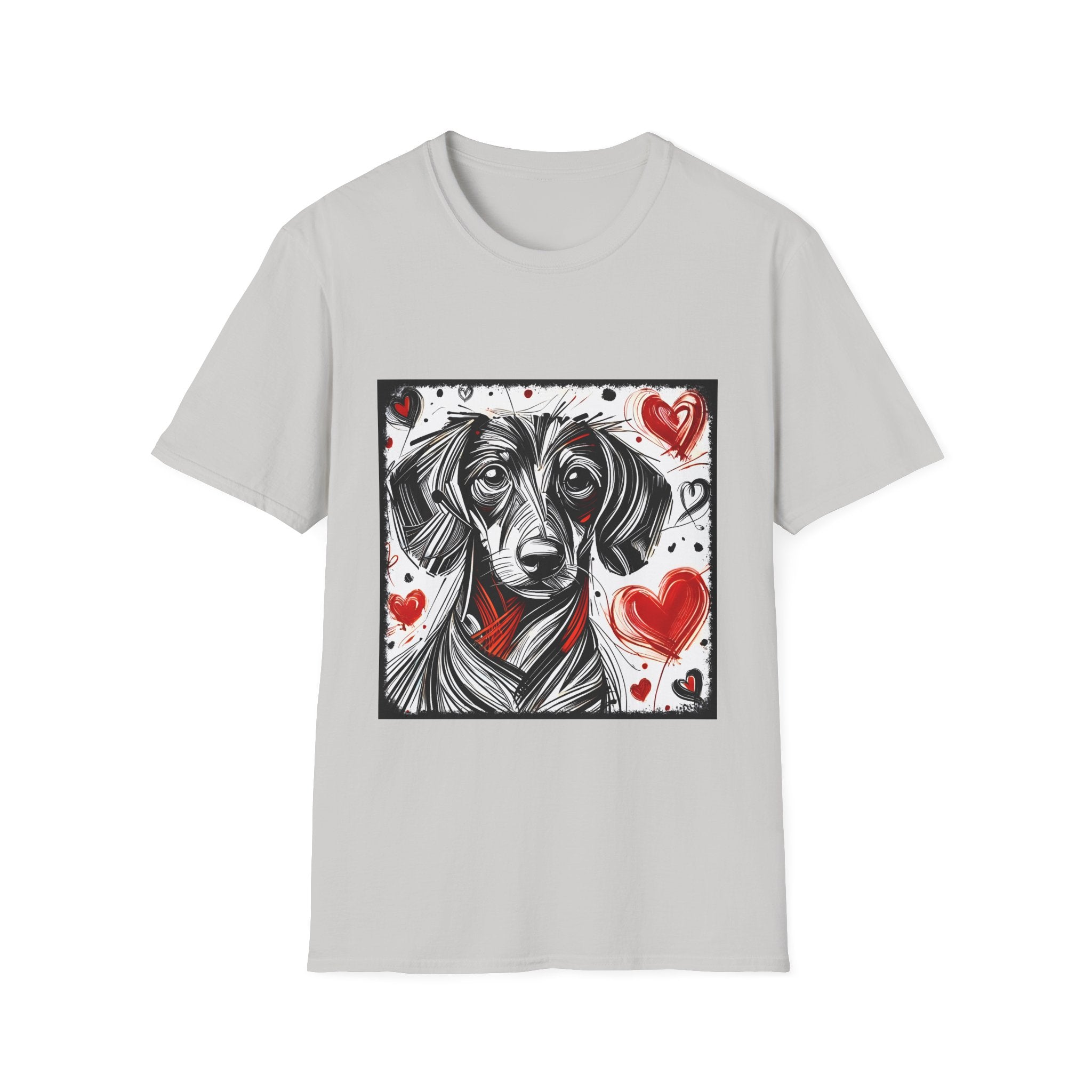 Dachshund Bold Heart Sketch | Unisex Dog T-Shirt